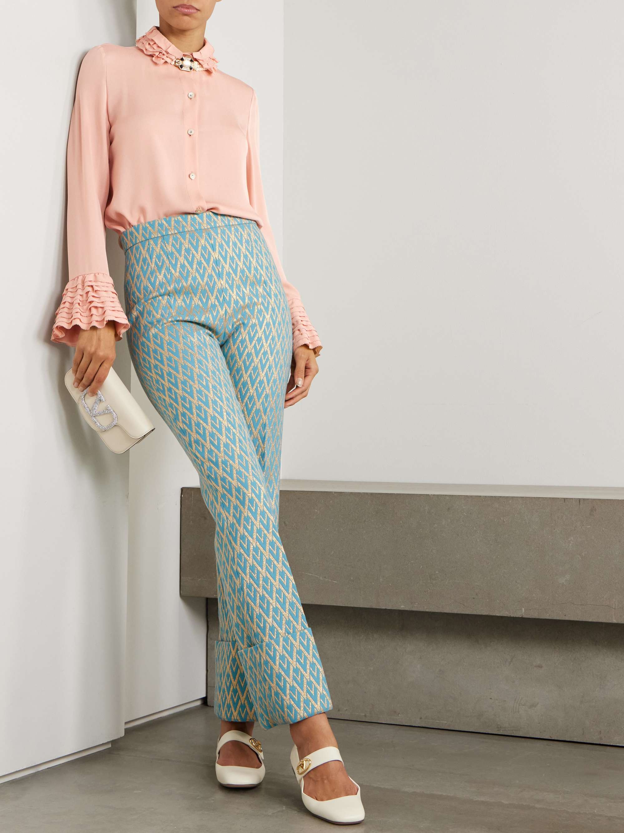 Ruffled silk-georgette shirt view