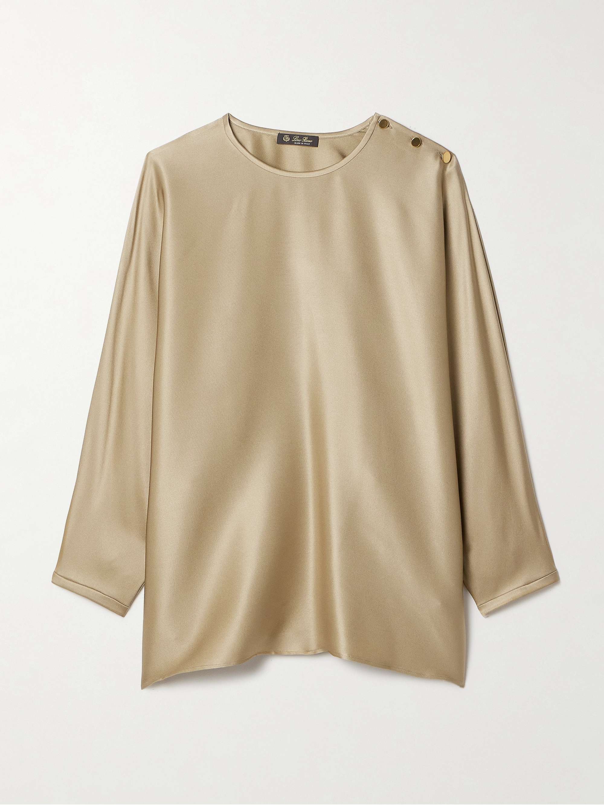Button-detailed silk-satin top view