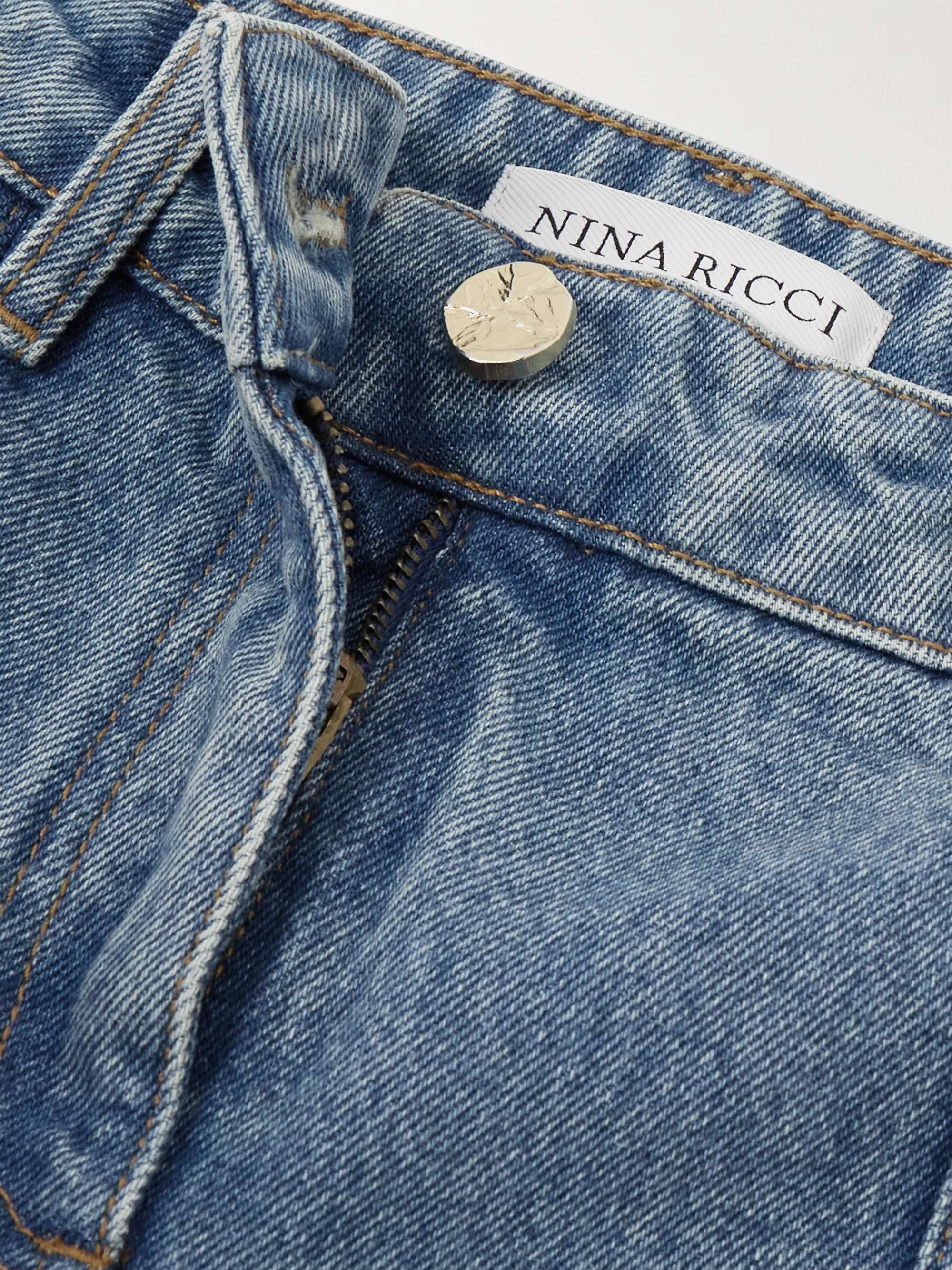 Paneled mid-rise flared jeans view