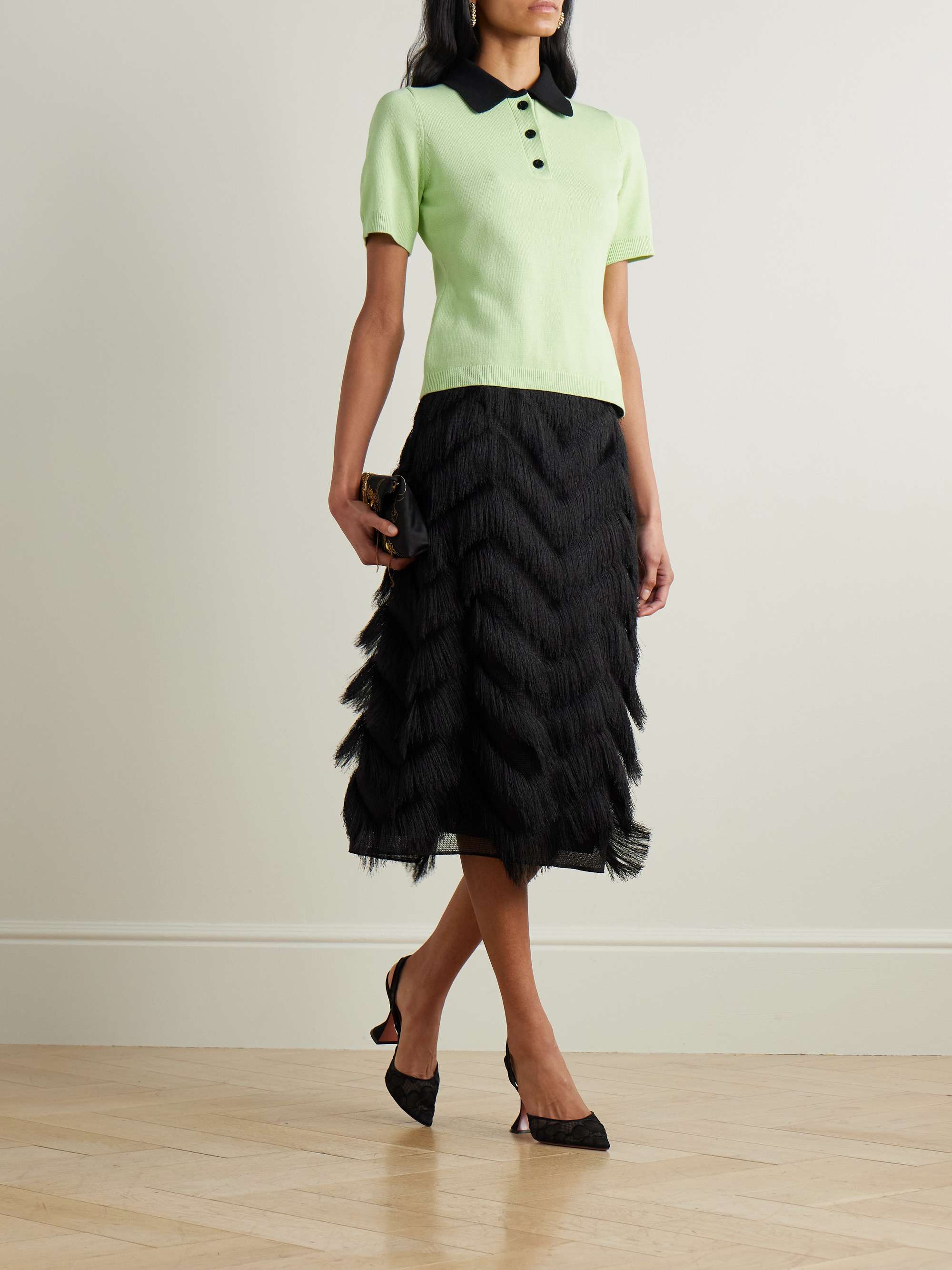 Lorelei fringed mesh midi skirt view