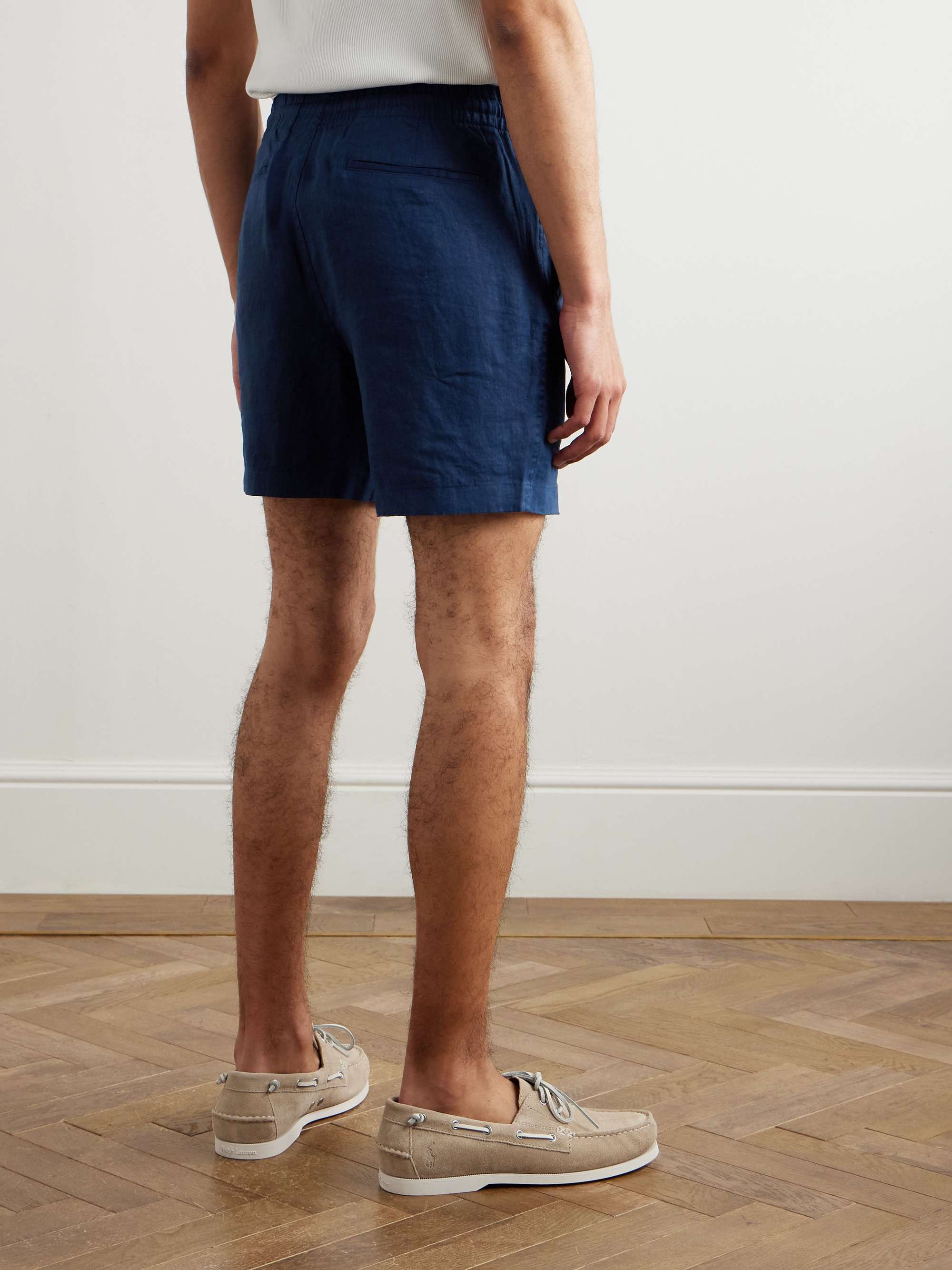 Prepster Straight-Leg Logo-Embroidered Linen Drawstring Shorts view