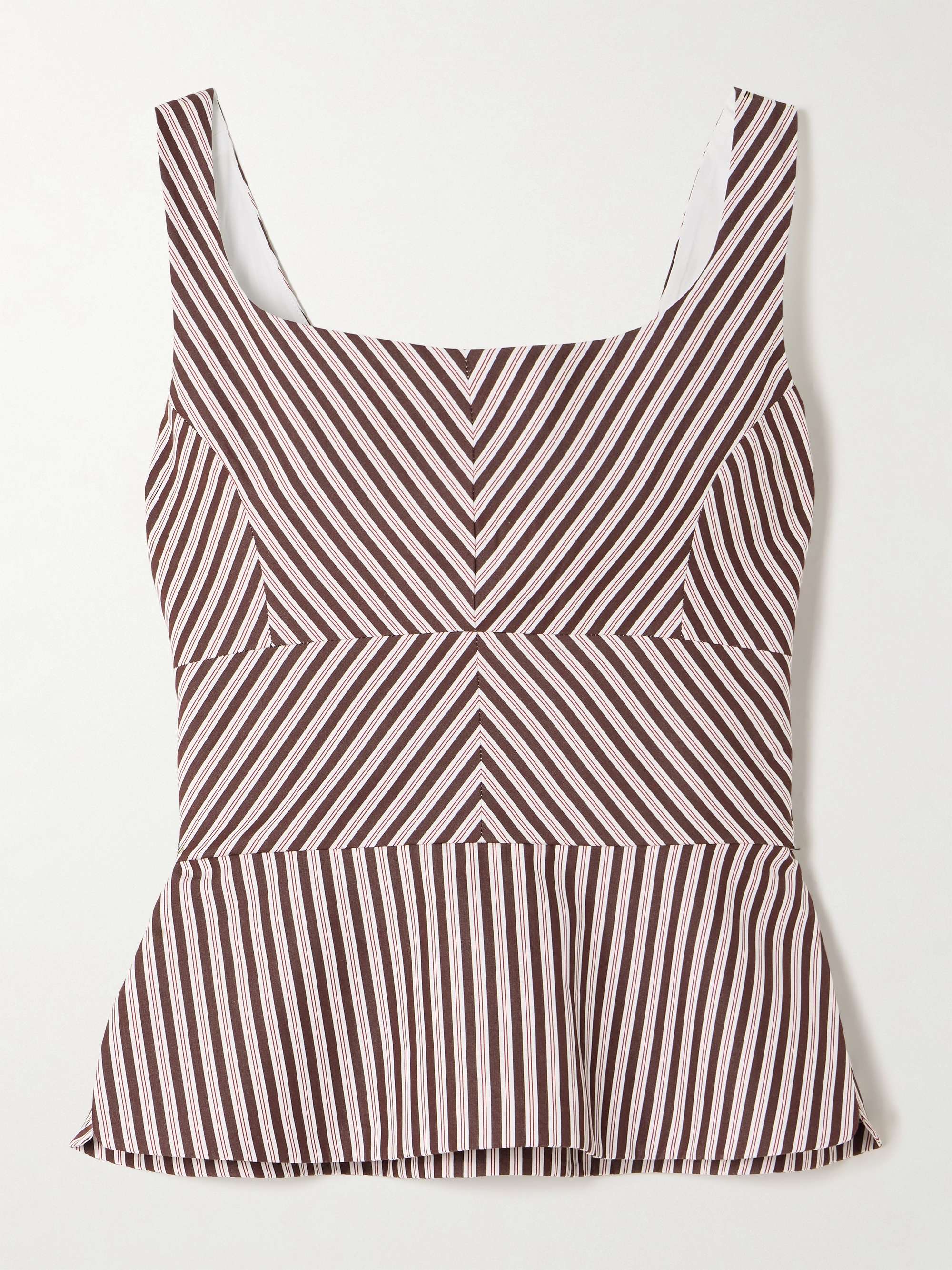 + The Vanguard striped cotton-poplin peplum top view