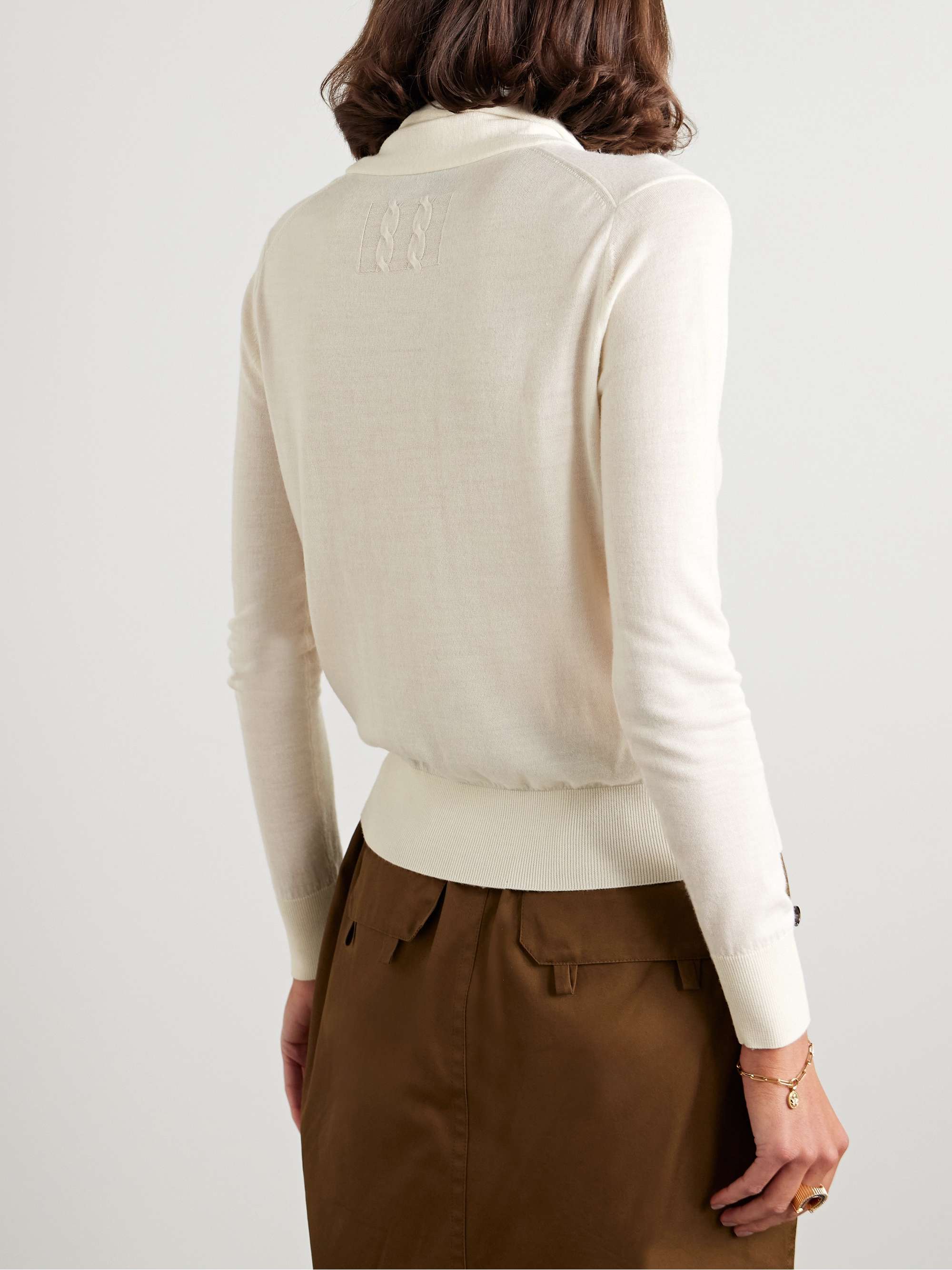 Ayla tie-neck merino wool top view