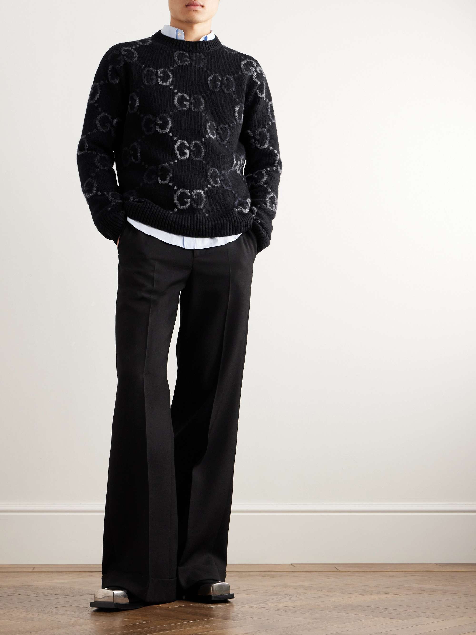 Logo-Jacquard Wool-Blend Sweater view