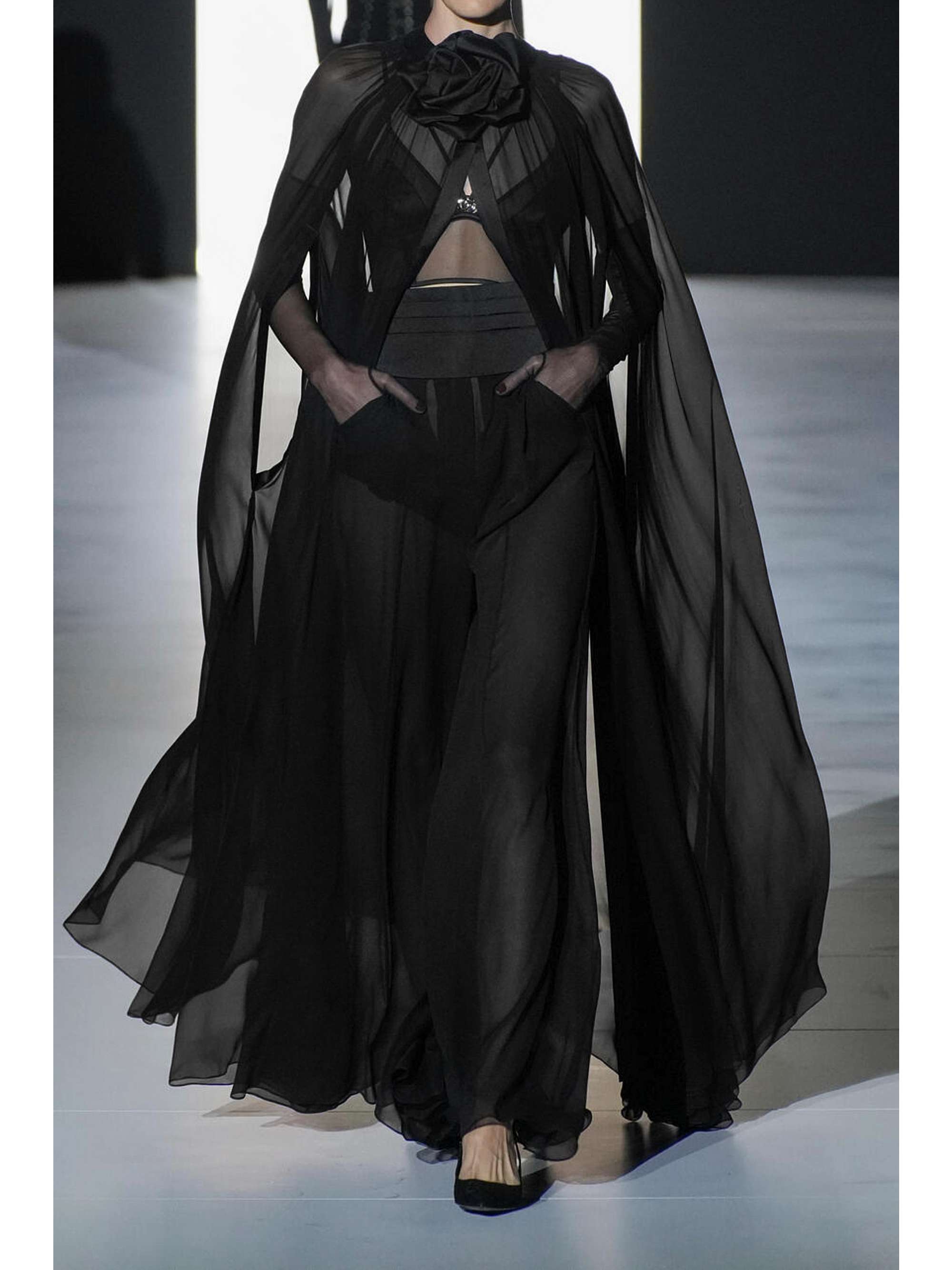 Silk-chiffon wide-leg pants view