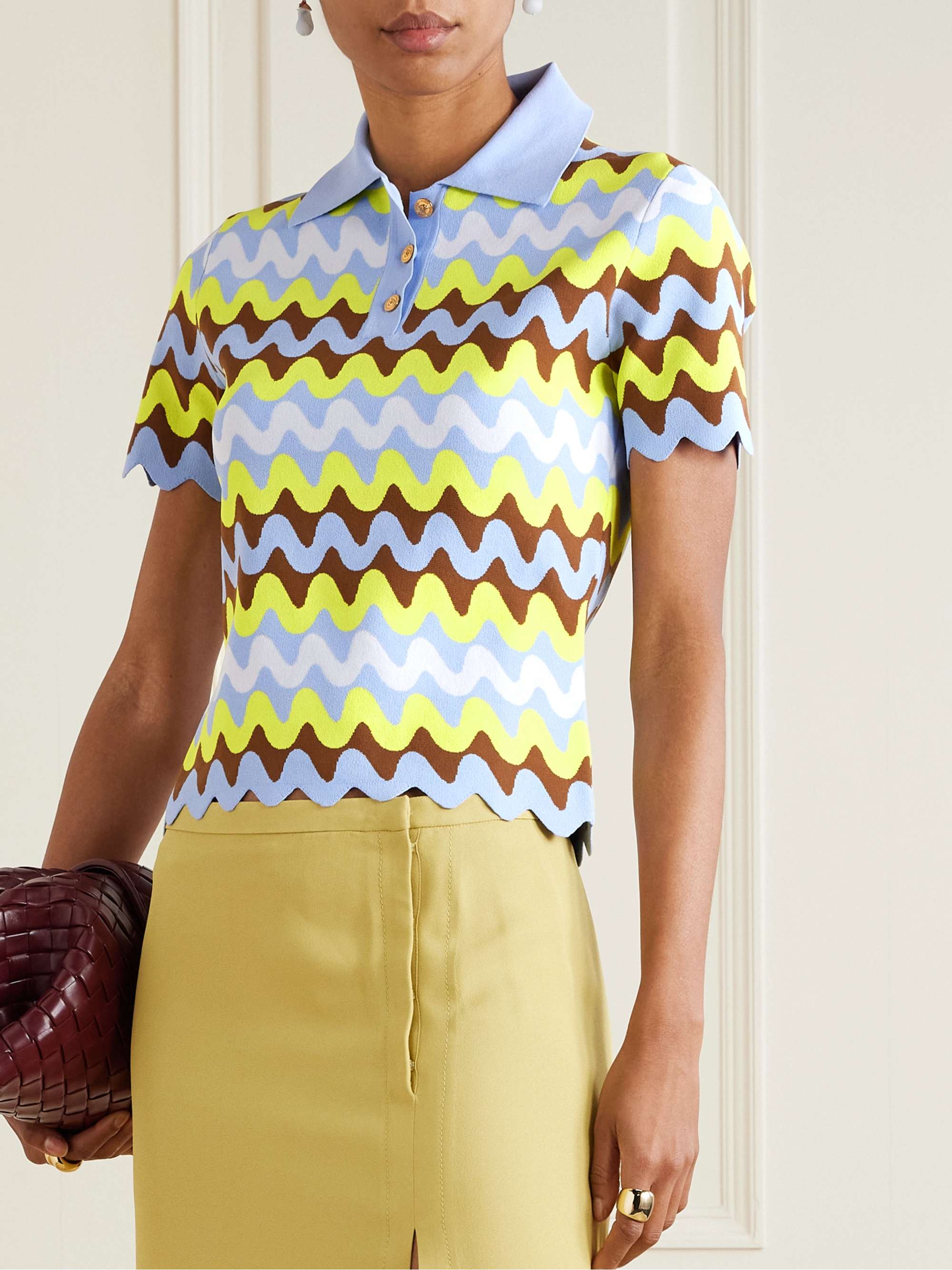 Striped knitted polo sweater view