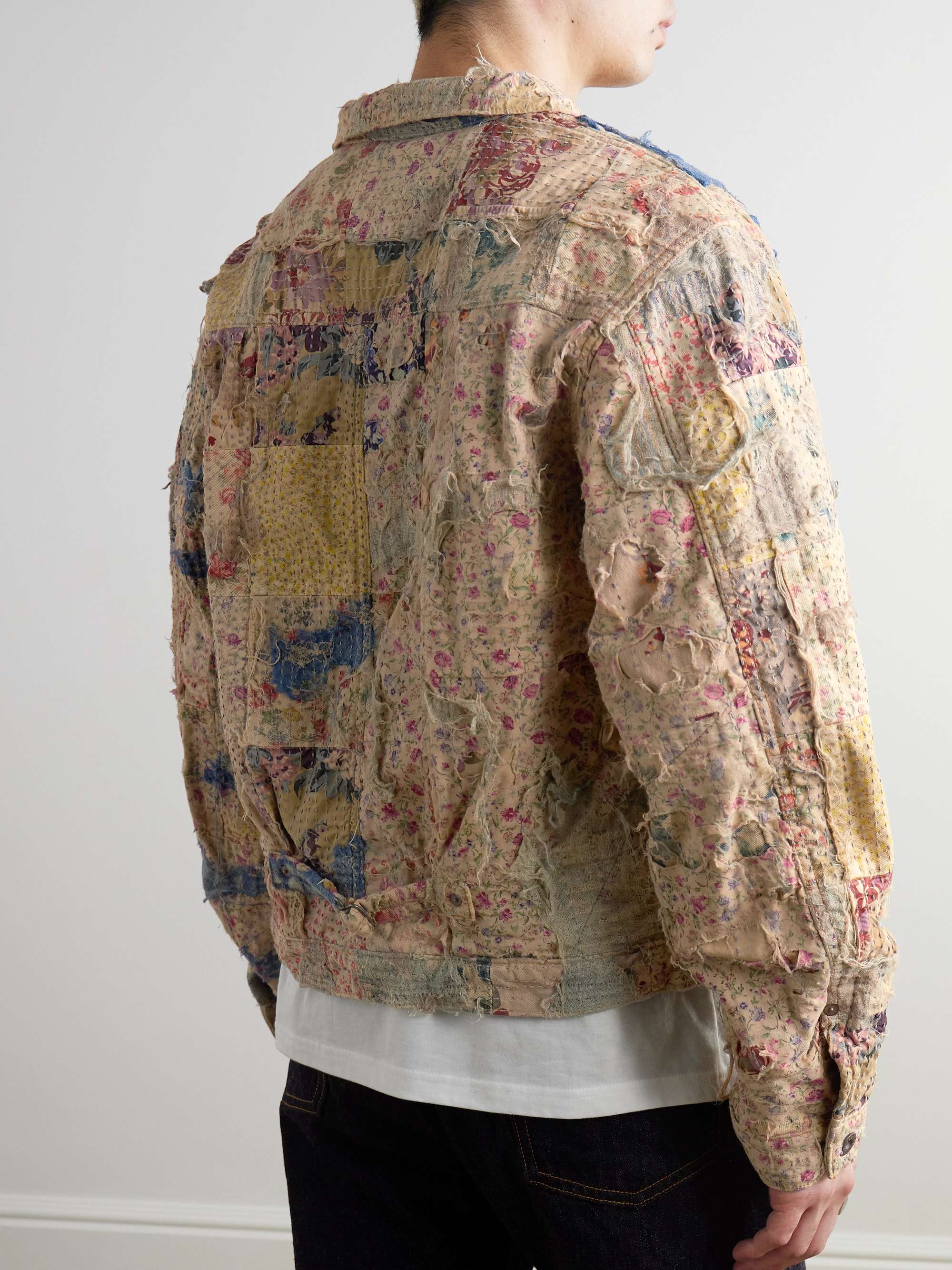 Boro Distressed Patchwork Cotton and Linen-Blend Jacket view