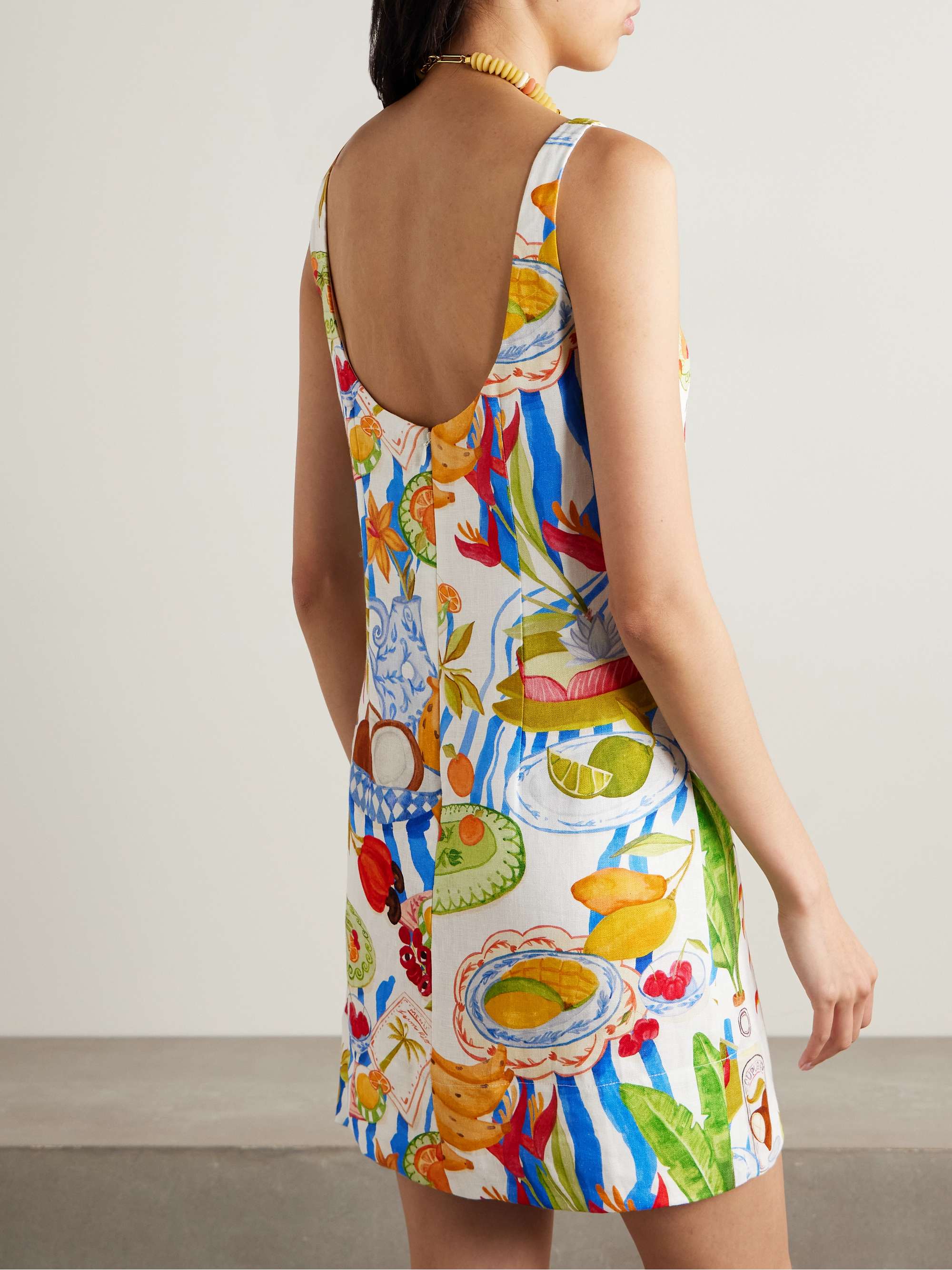 Printed linen mini dress view