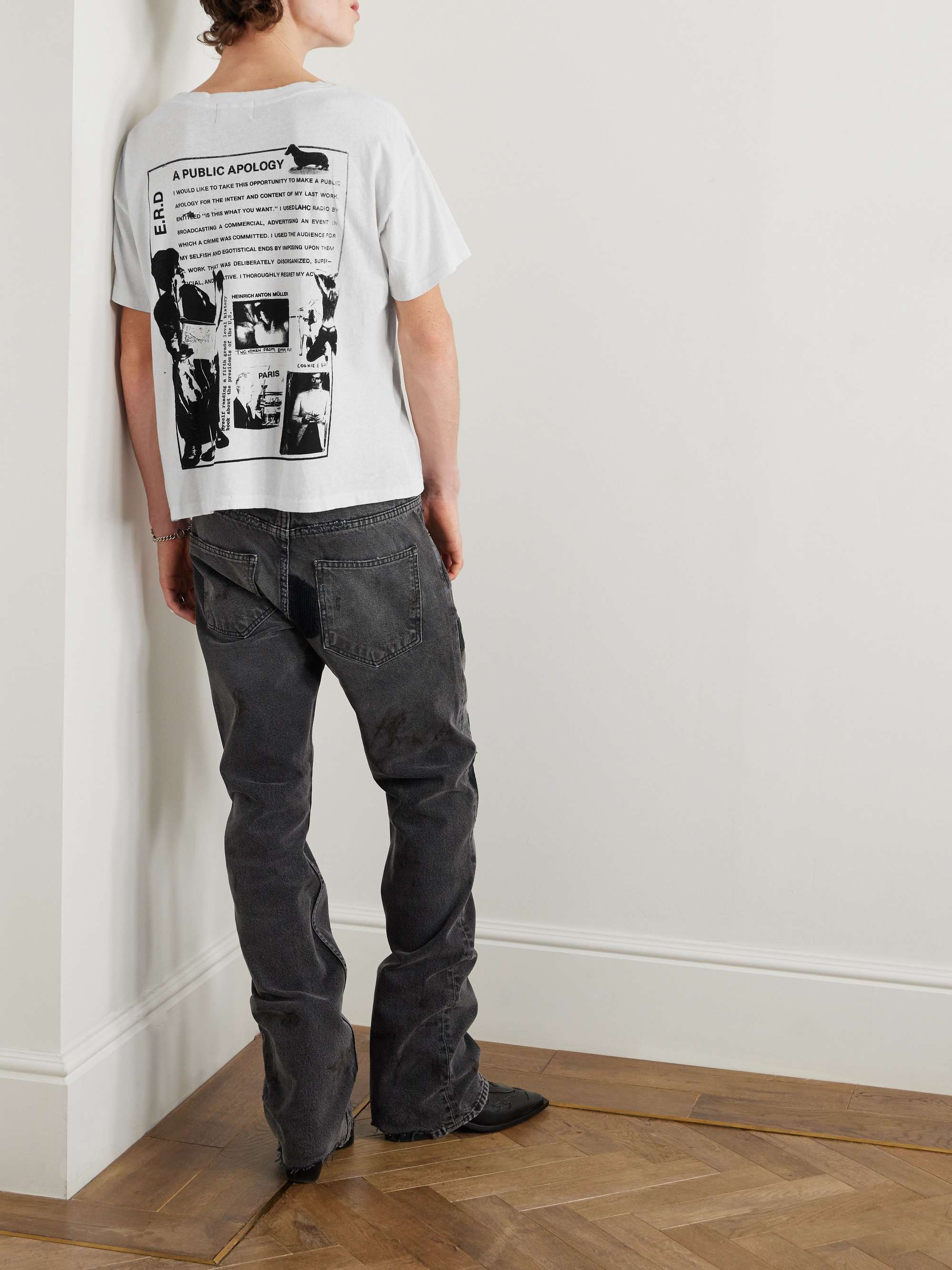 A Public Apology Cropped Printed Cotton-Jersey T-Shirt view