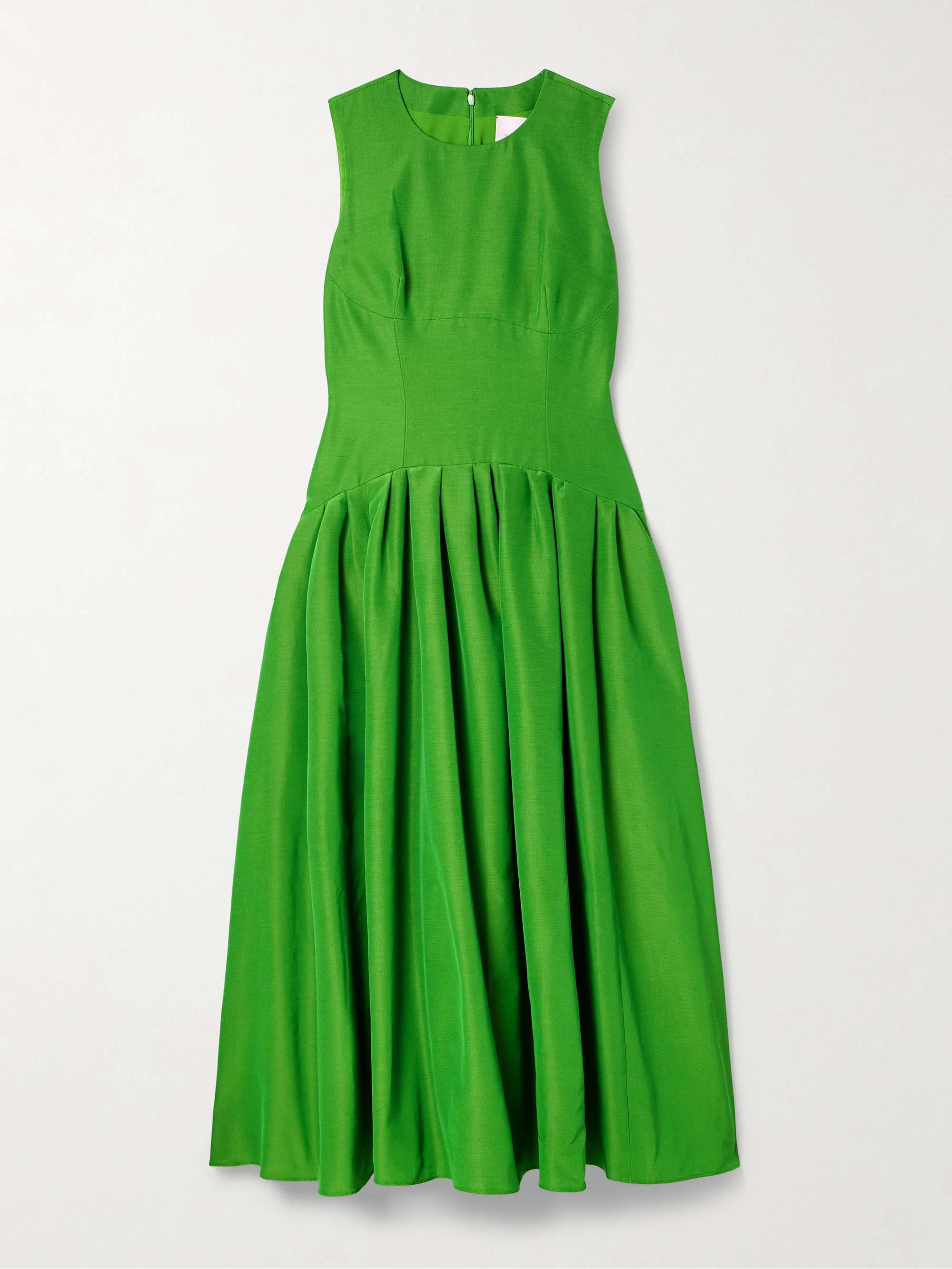 Pleated cotton-blend faille midi dress view