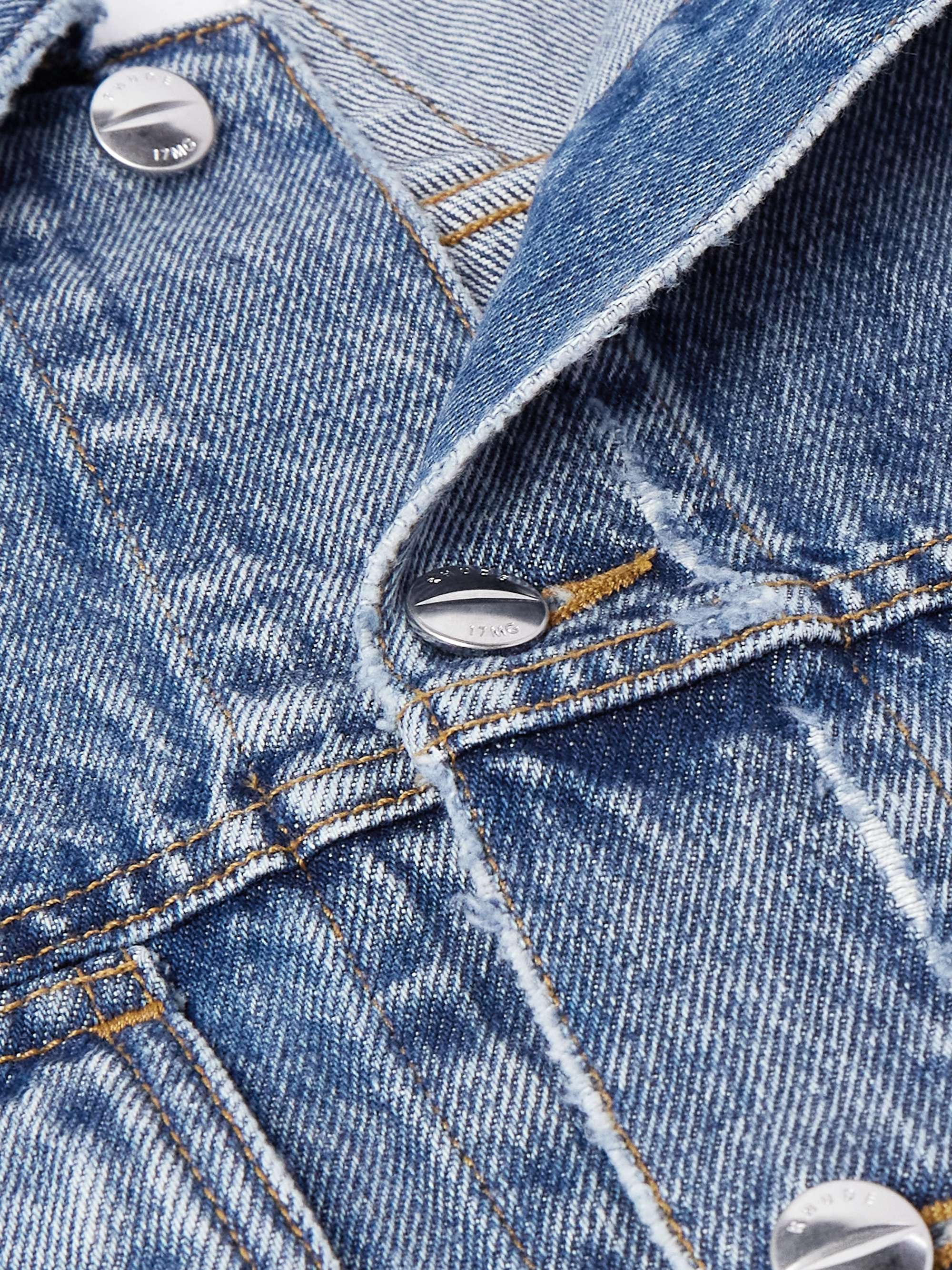 Dropneck Cropped Distressed Denim Trucker Jacket view