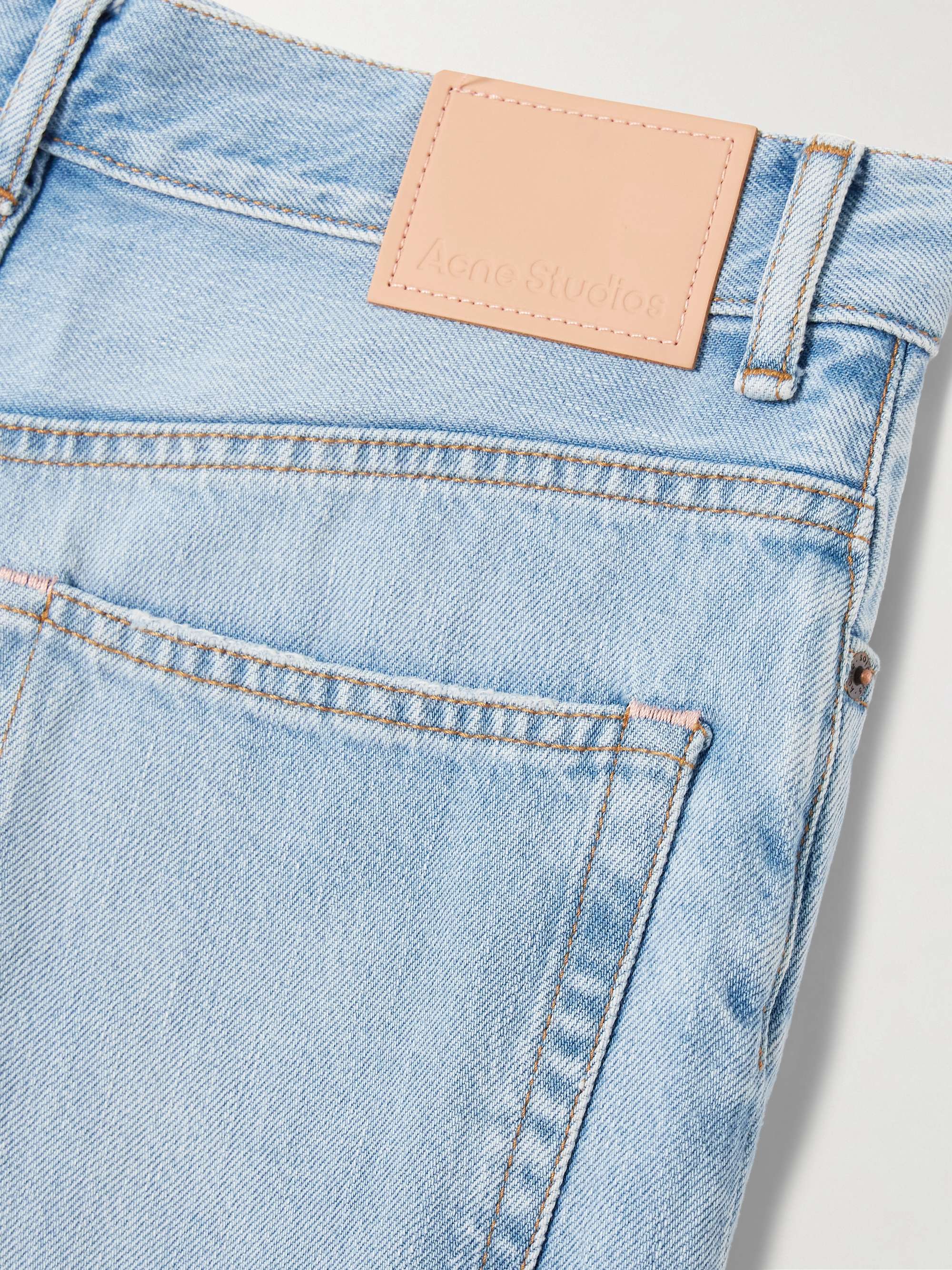 Distressed high-rise wide-leg organic jeans view