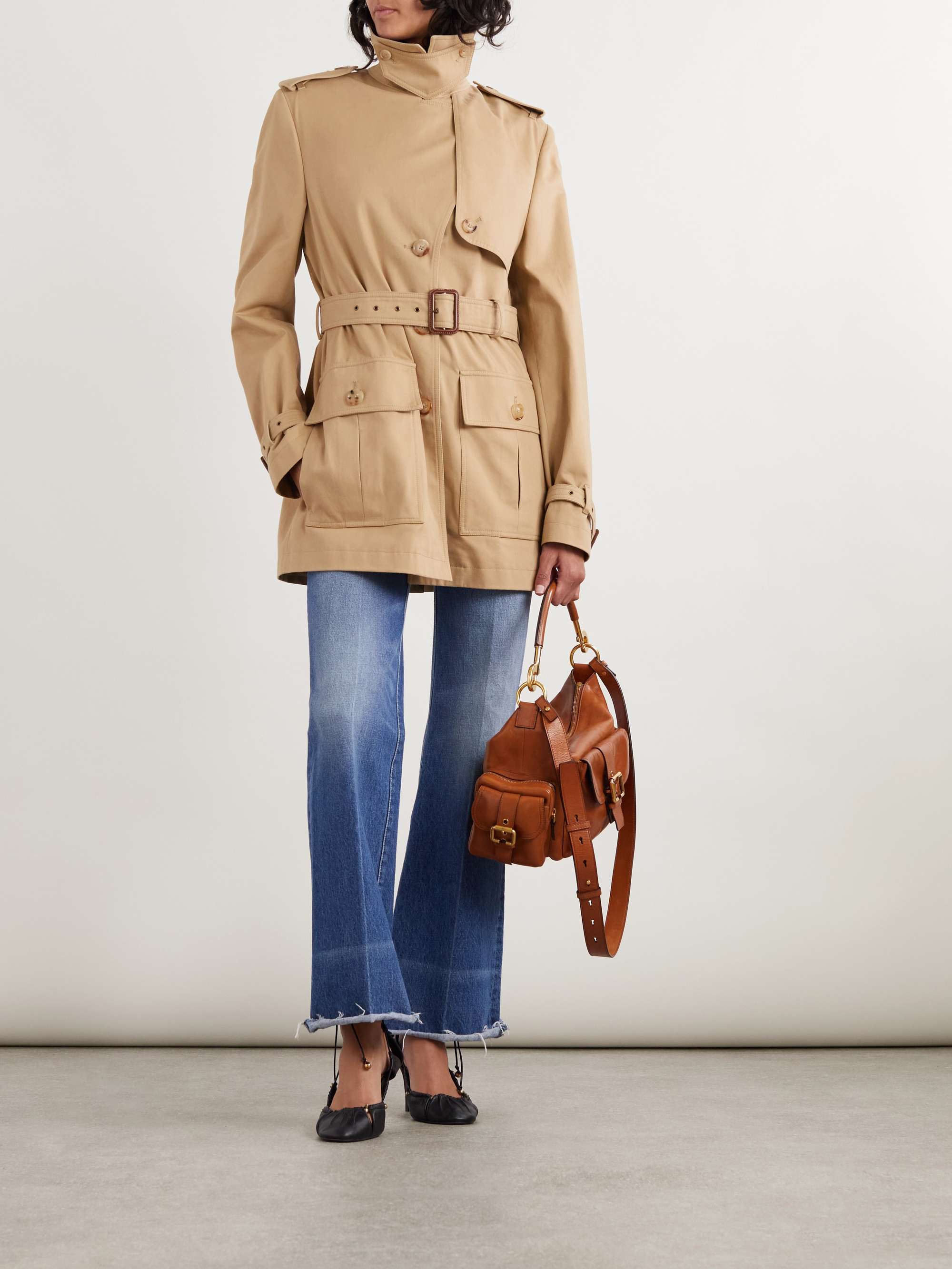 Belted cotton-gabardine trench coat view