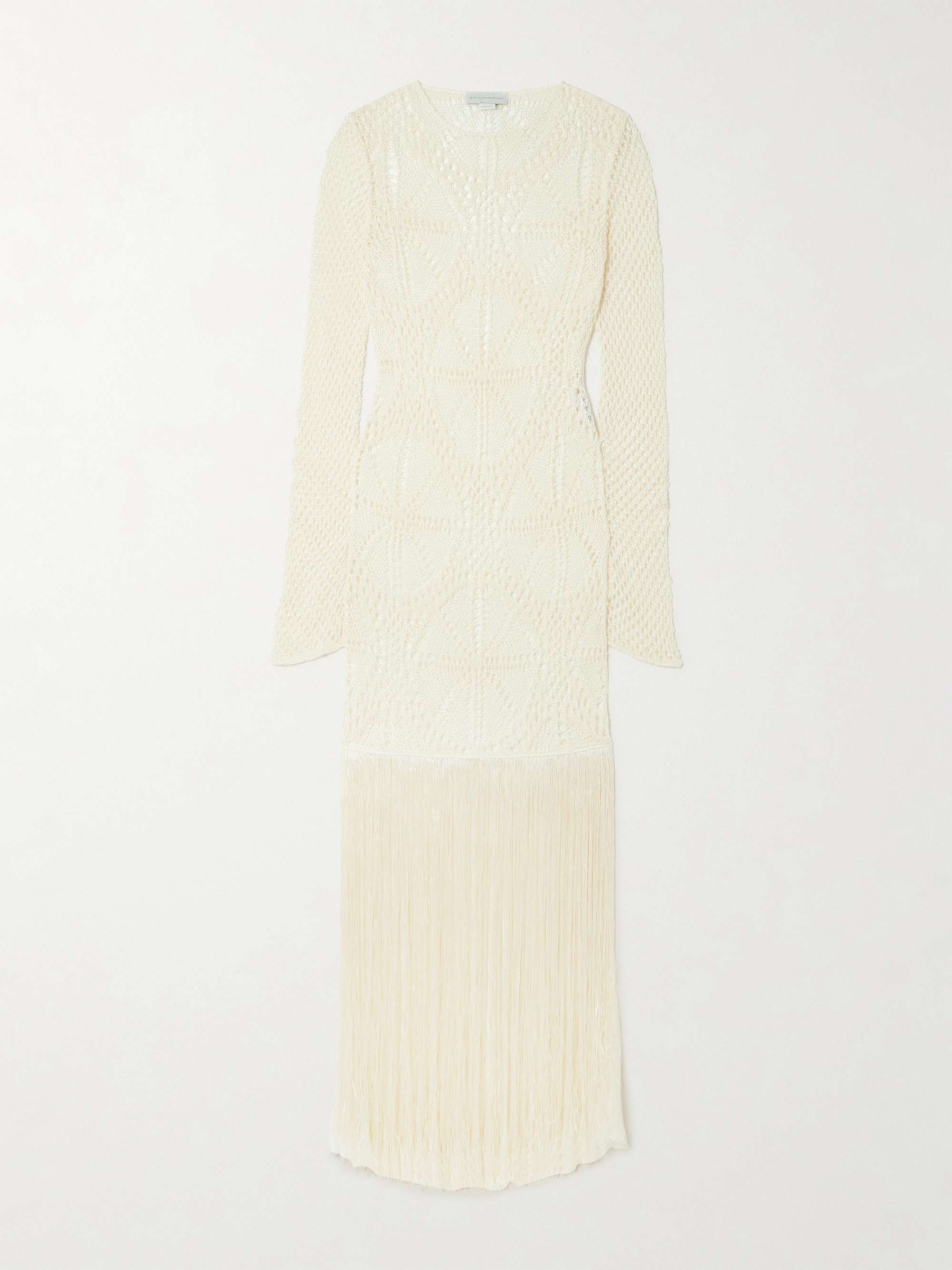 Fringed crocheted maxi dress view
