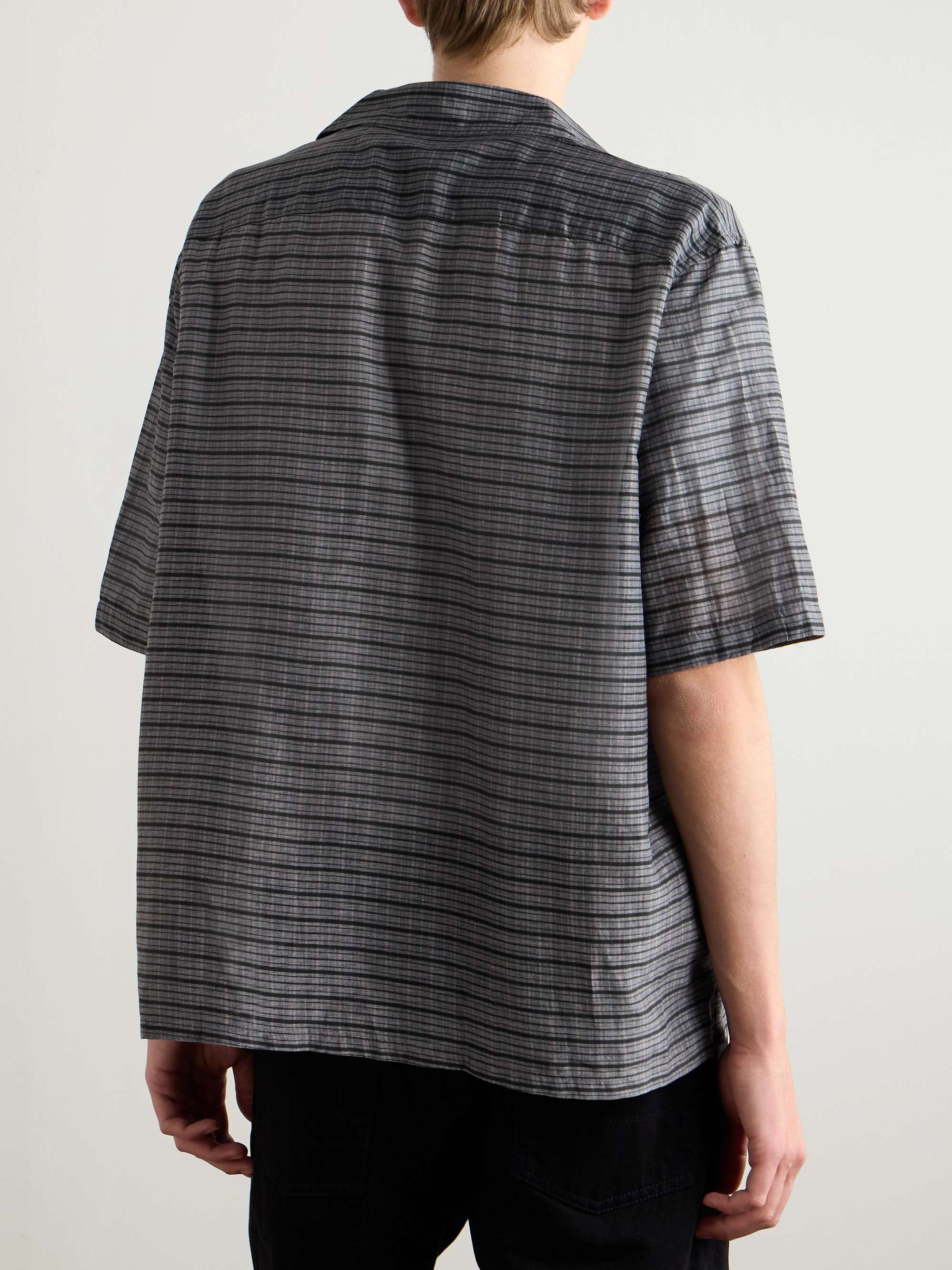 Heusen Convertible-Collar Checked Cotton and Silk-Blend Shirt view