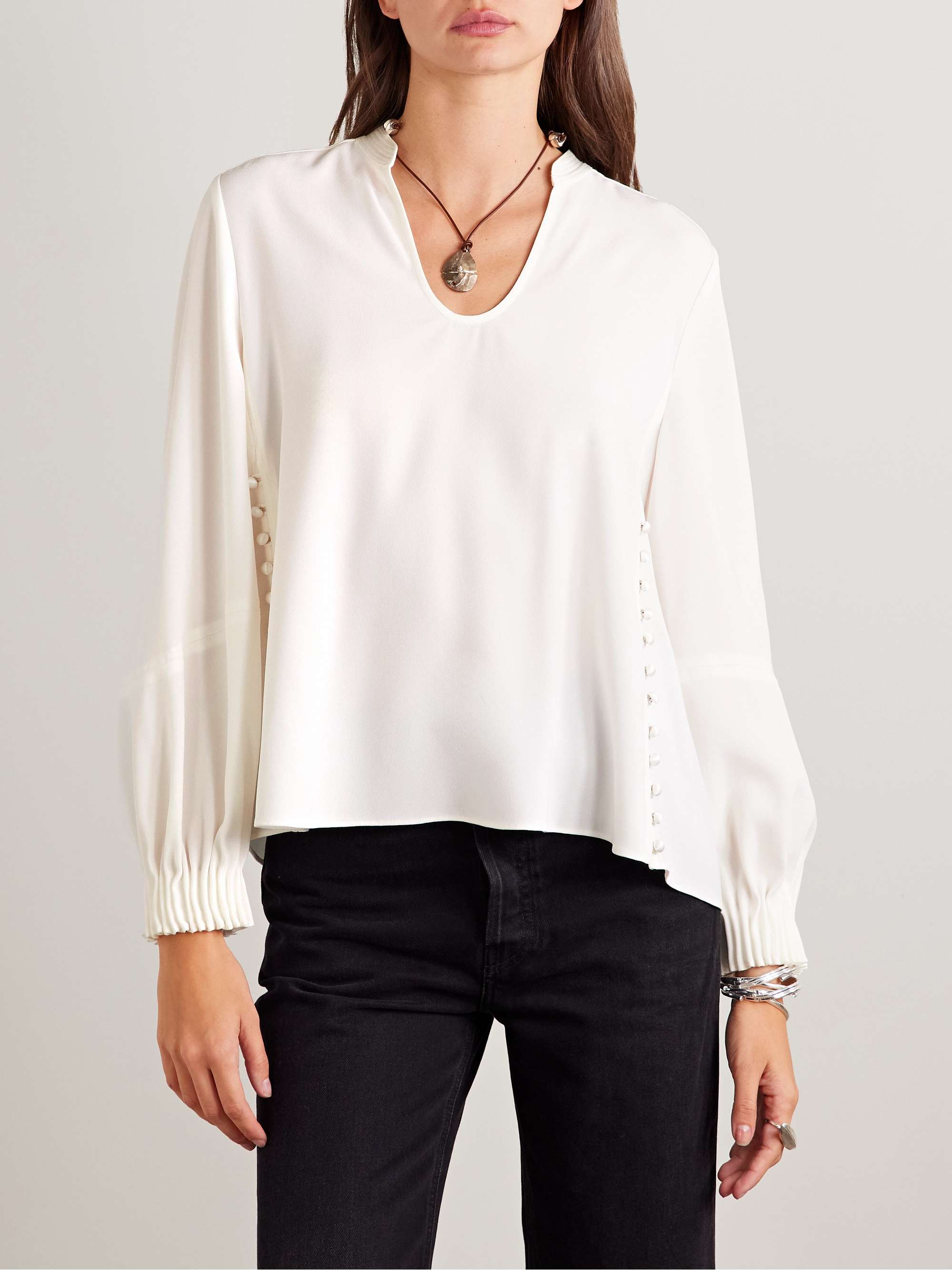 Button-detailed crepe blouse view