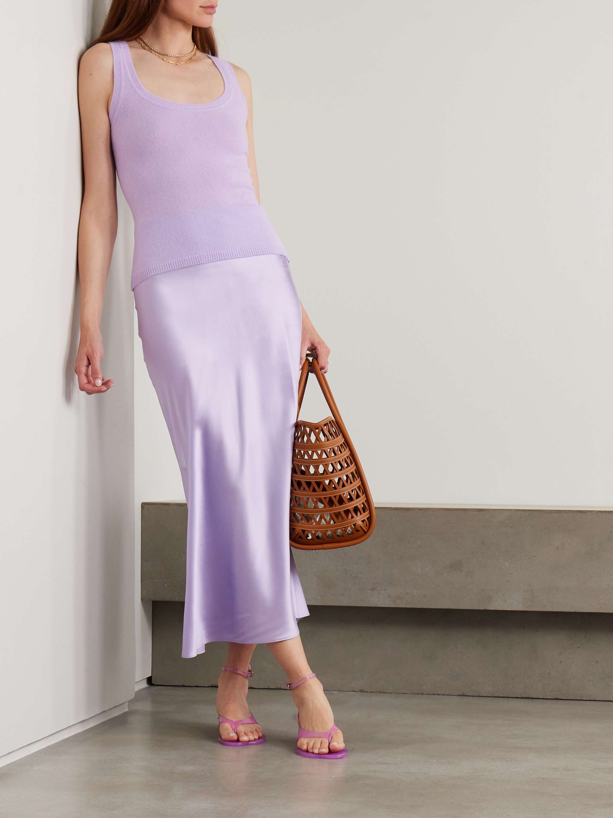 Clover silk-blend satin midi skirt view