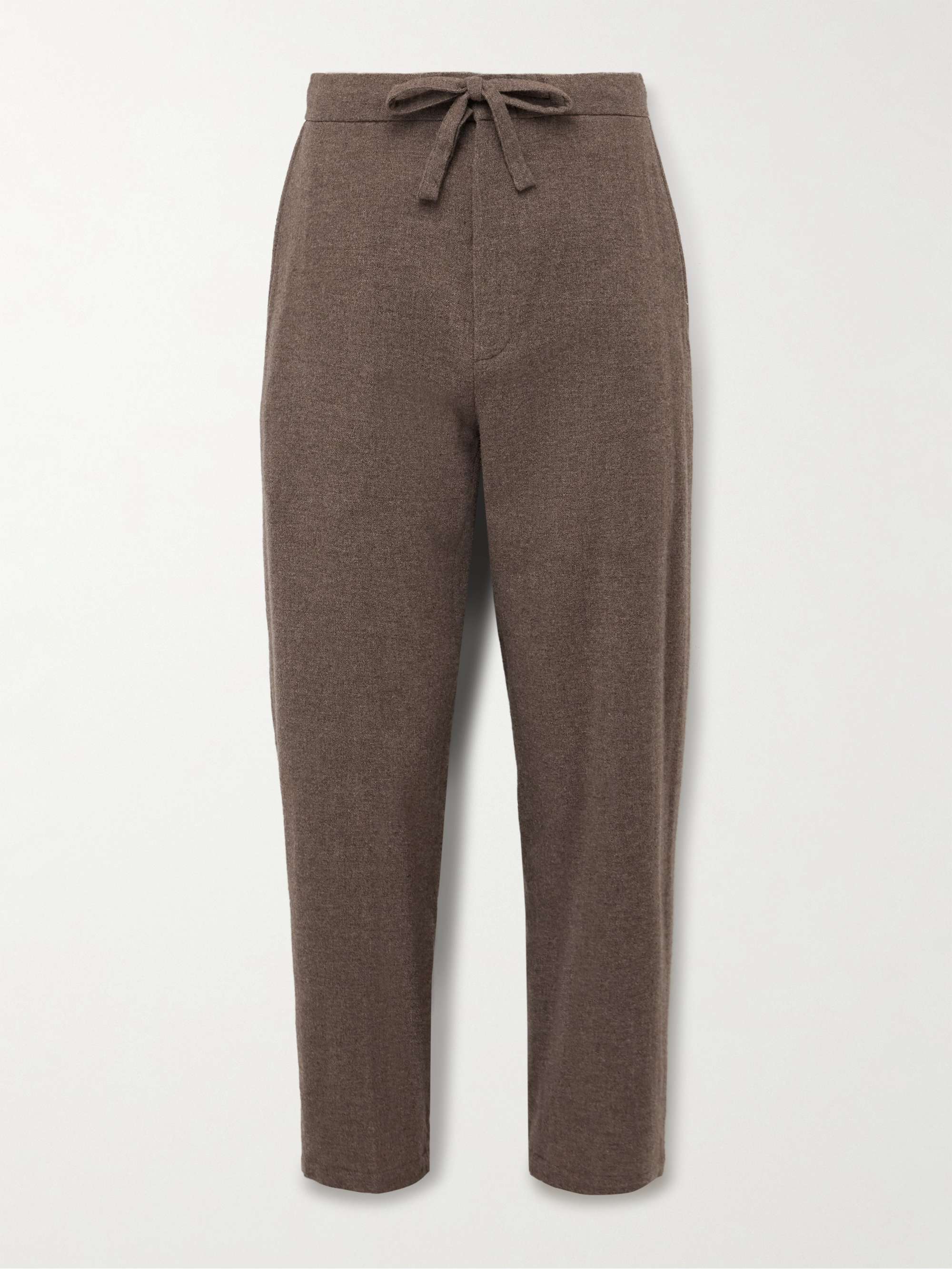 Slim-Fit Tapered Brushed-Wool Drawstring Trousers view