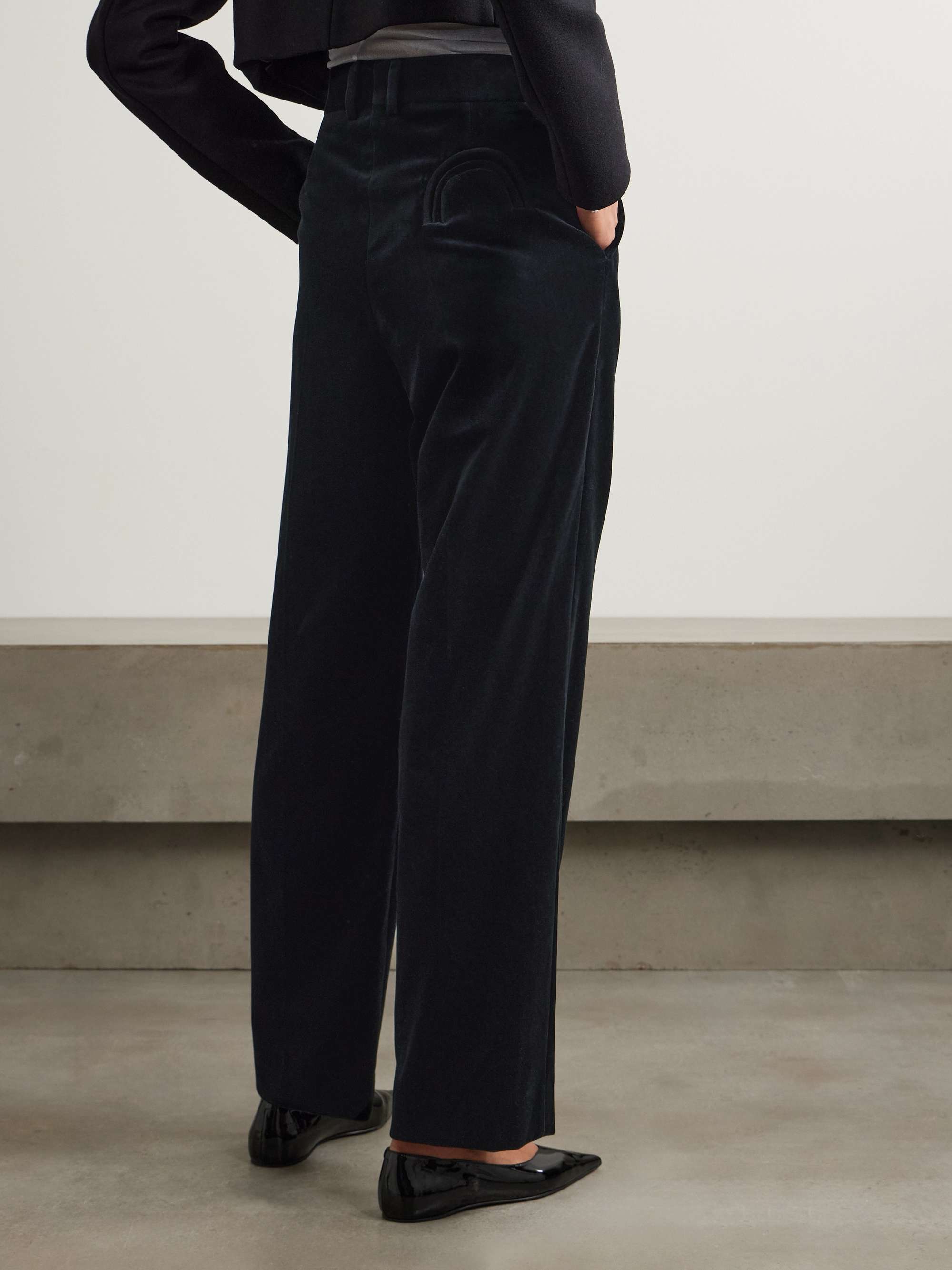 Fox pleated cotton-velvet straight-leg pants view