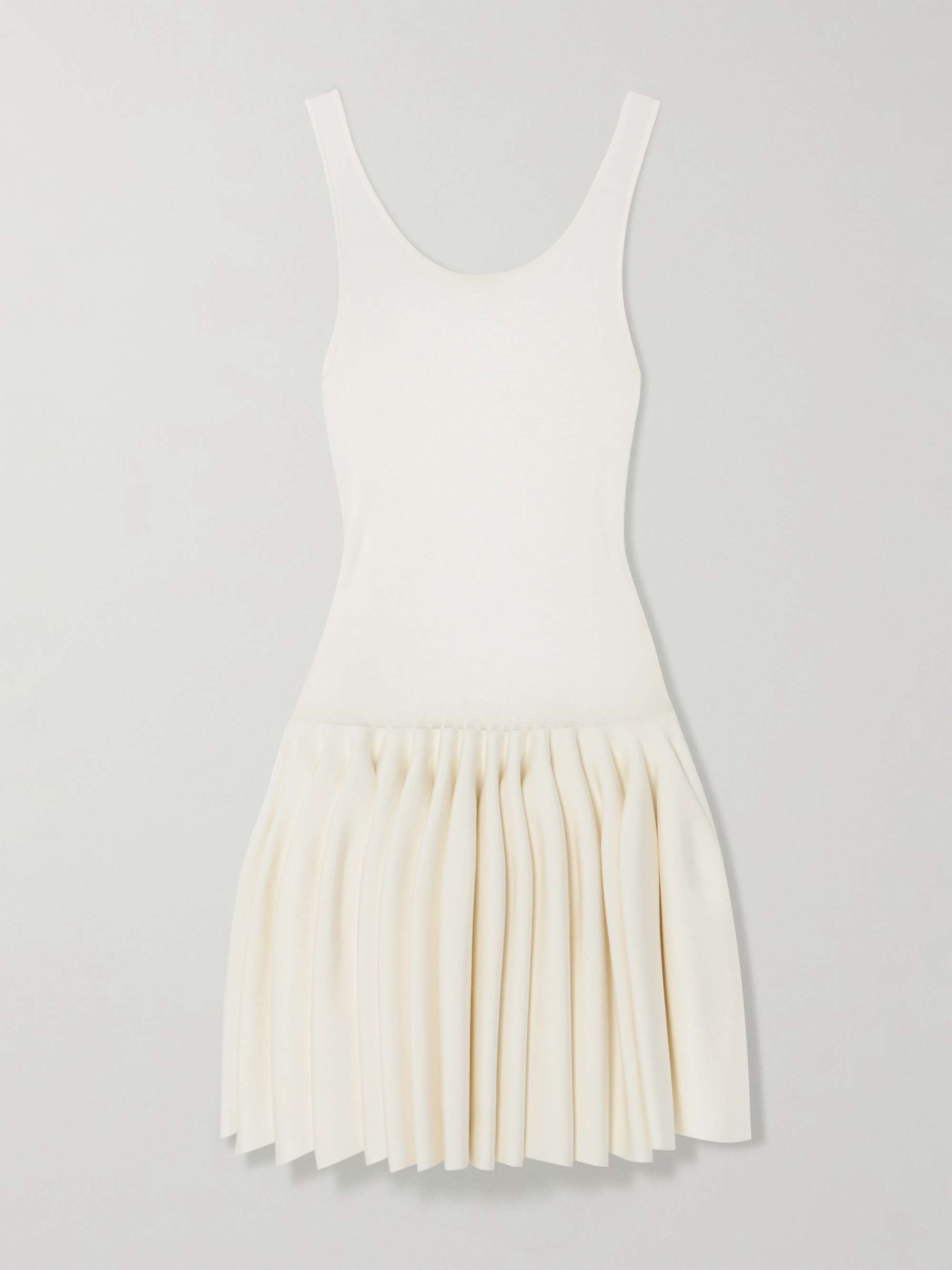 Pleated jersey and stretch-knit mini dress view