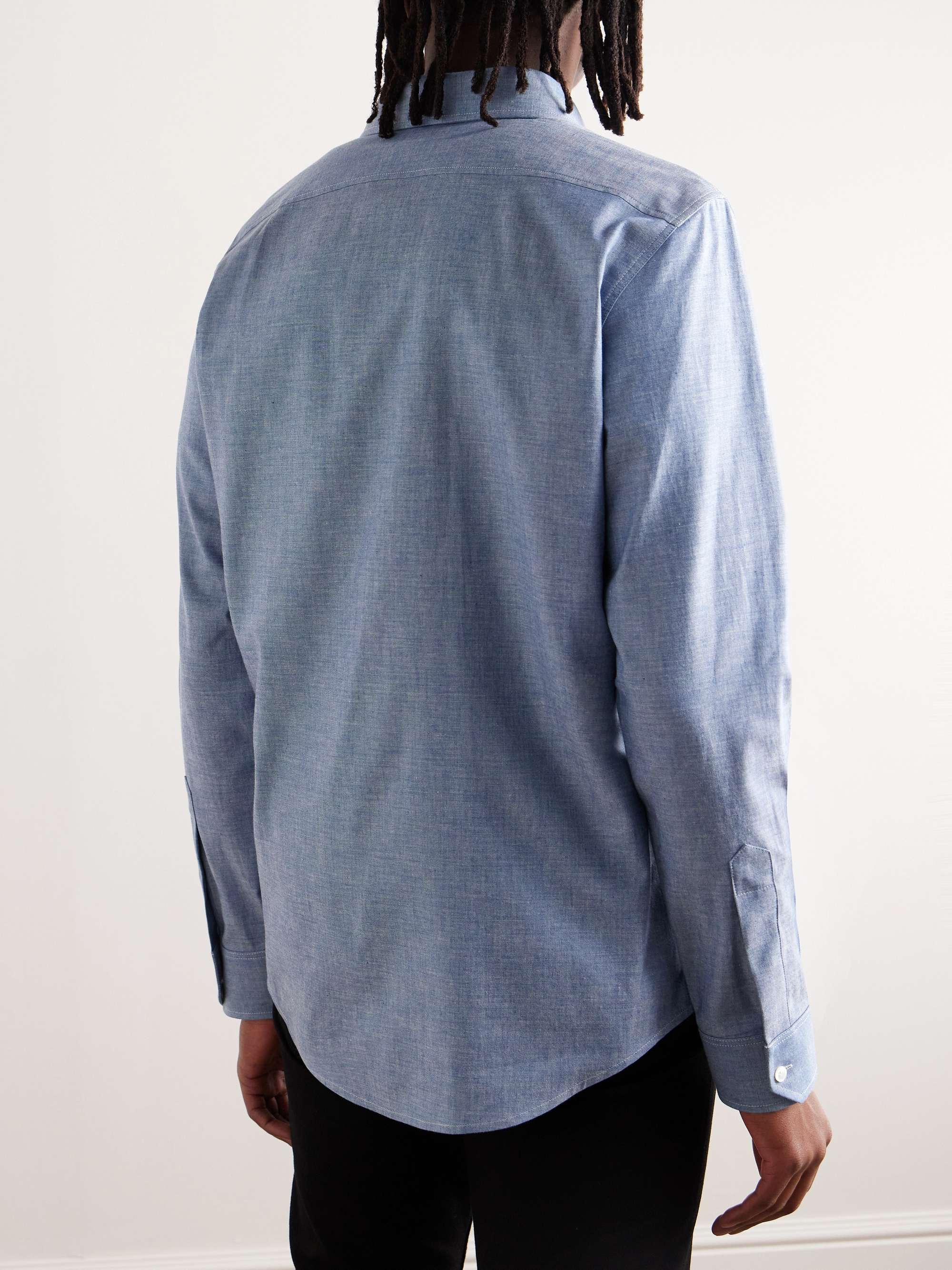 Logo-Embroidered Cotton-Chambray Shirt view