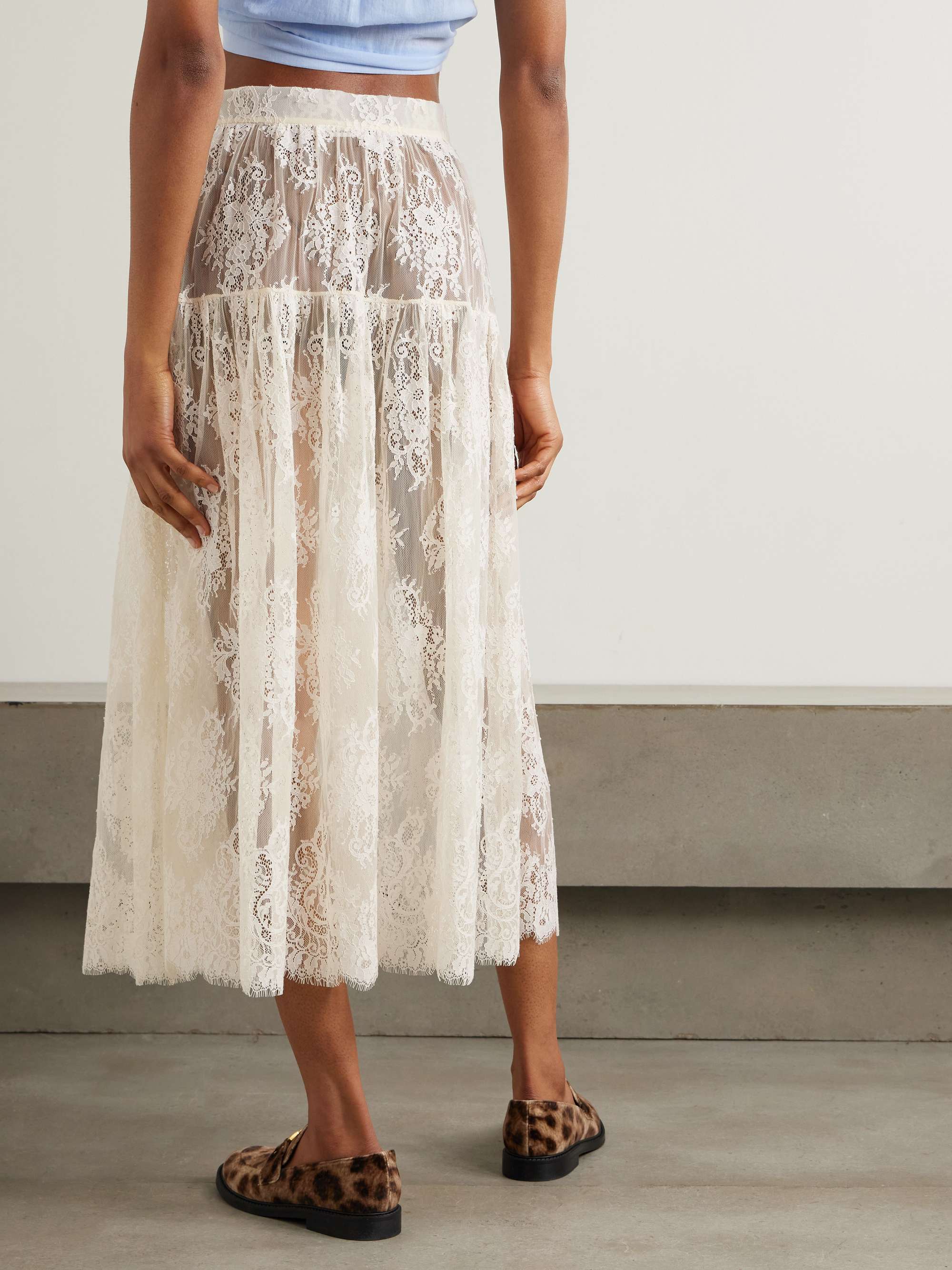 Sebastiane tiered lace midi skirt view