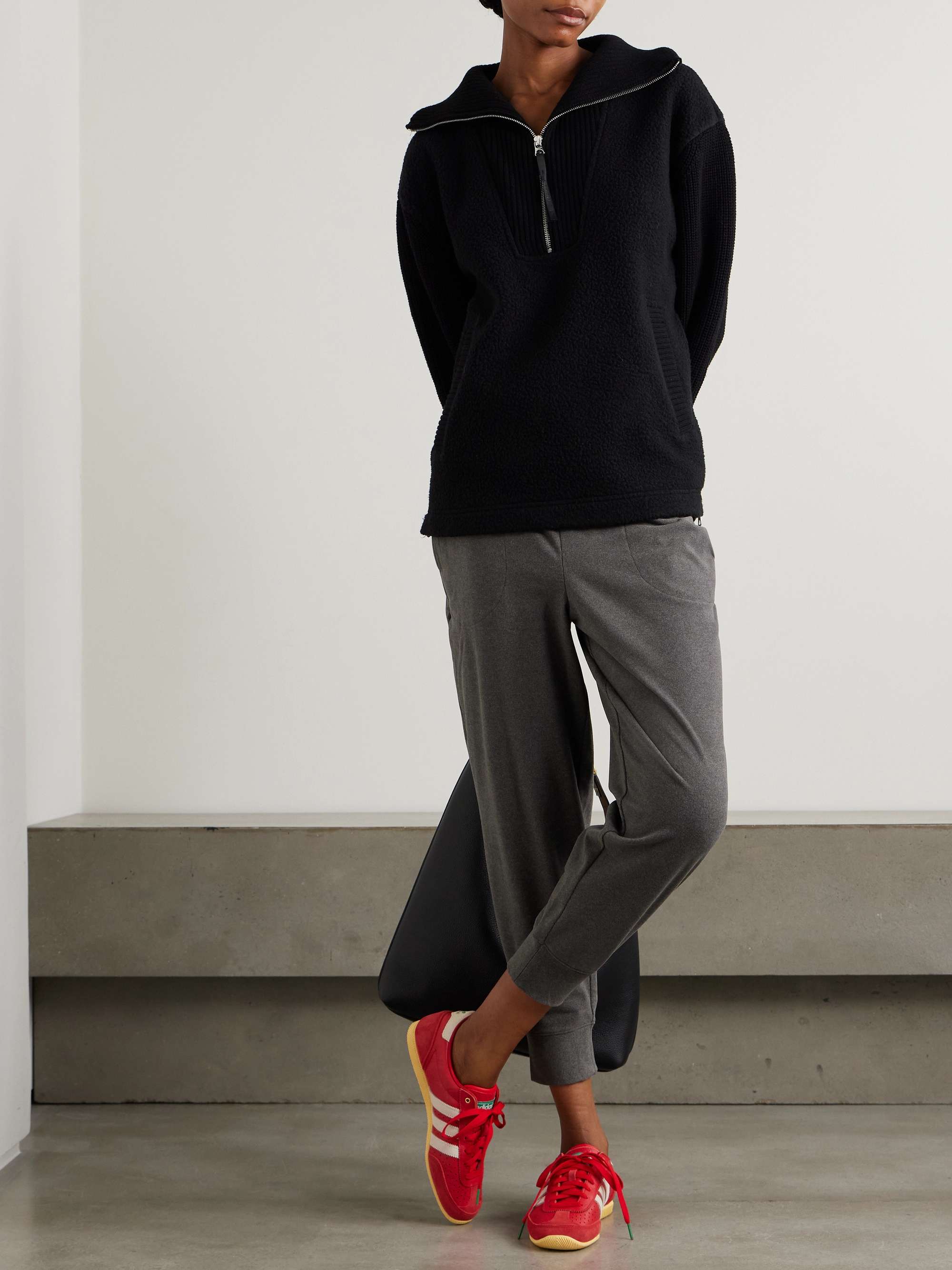 Theresa ribbed-knit and fleece half-zip sweatshirt view