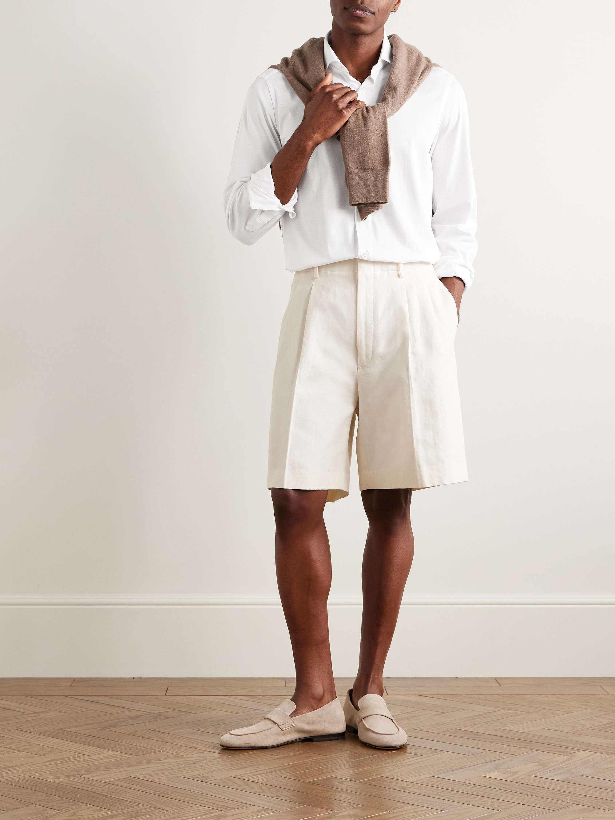 Andrew Cutaway-Collar Cotton-Jersey Shirt view