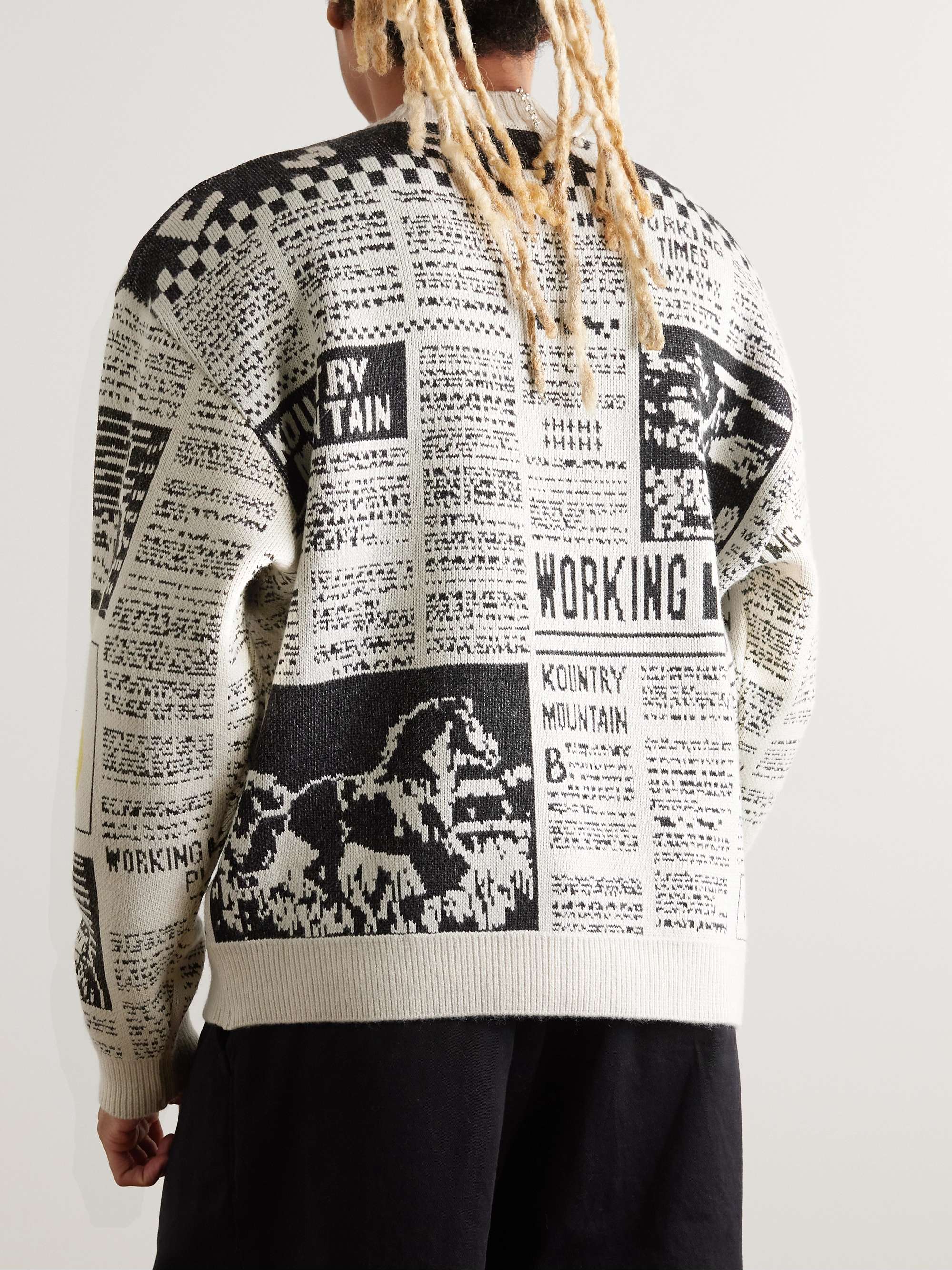 8G Newspaper Intarsia-Knit Sweater view