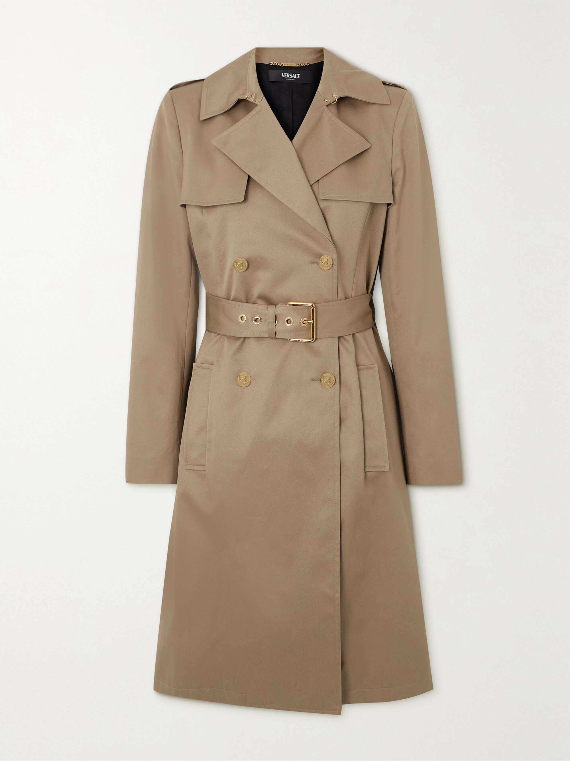 Icons belted double-breasted cotton-gabardine trench coat view