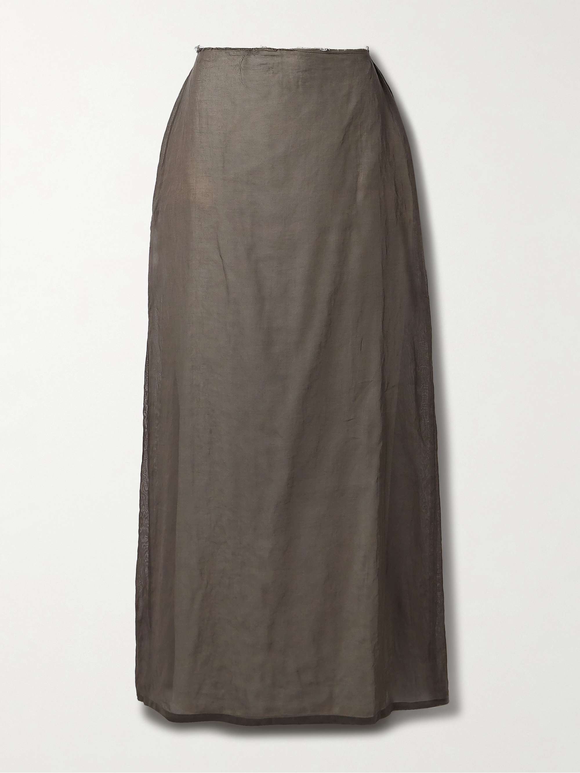 Zaira layered frayed cotton-voile midi skirt view