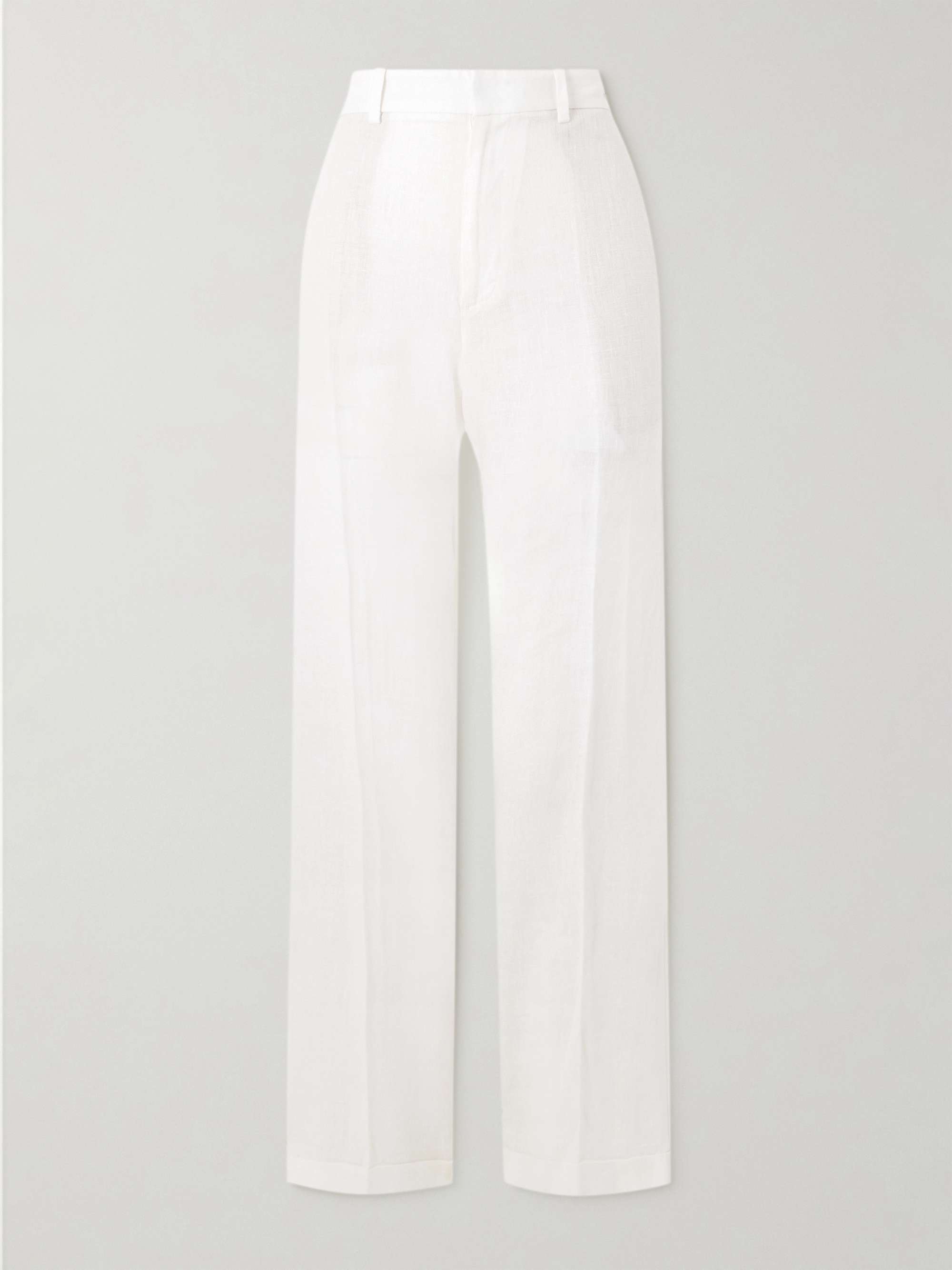 Pleated linen straight-leg pants view