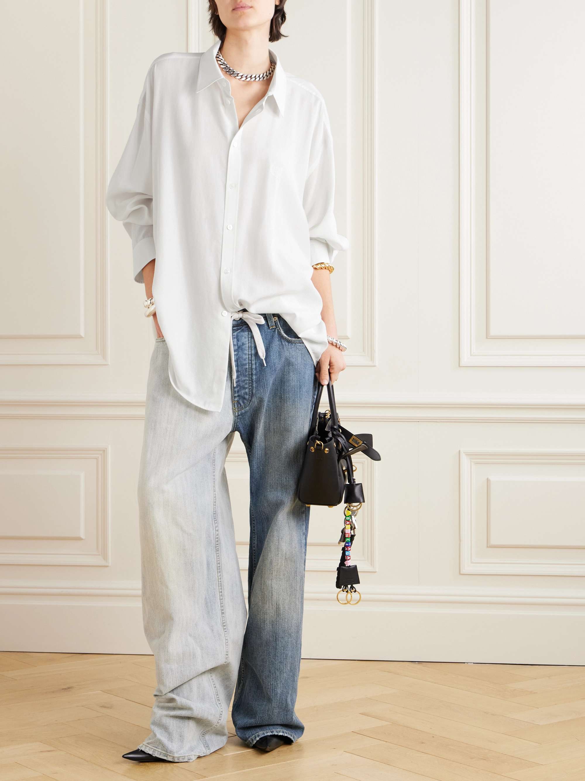 Oversized embroidered Lyocell shirt view