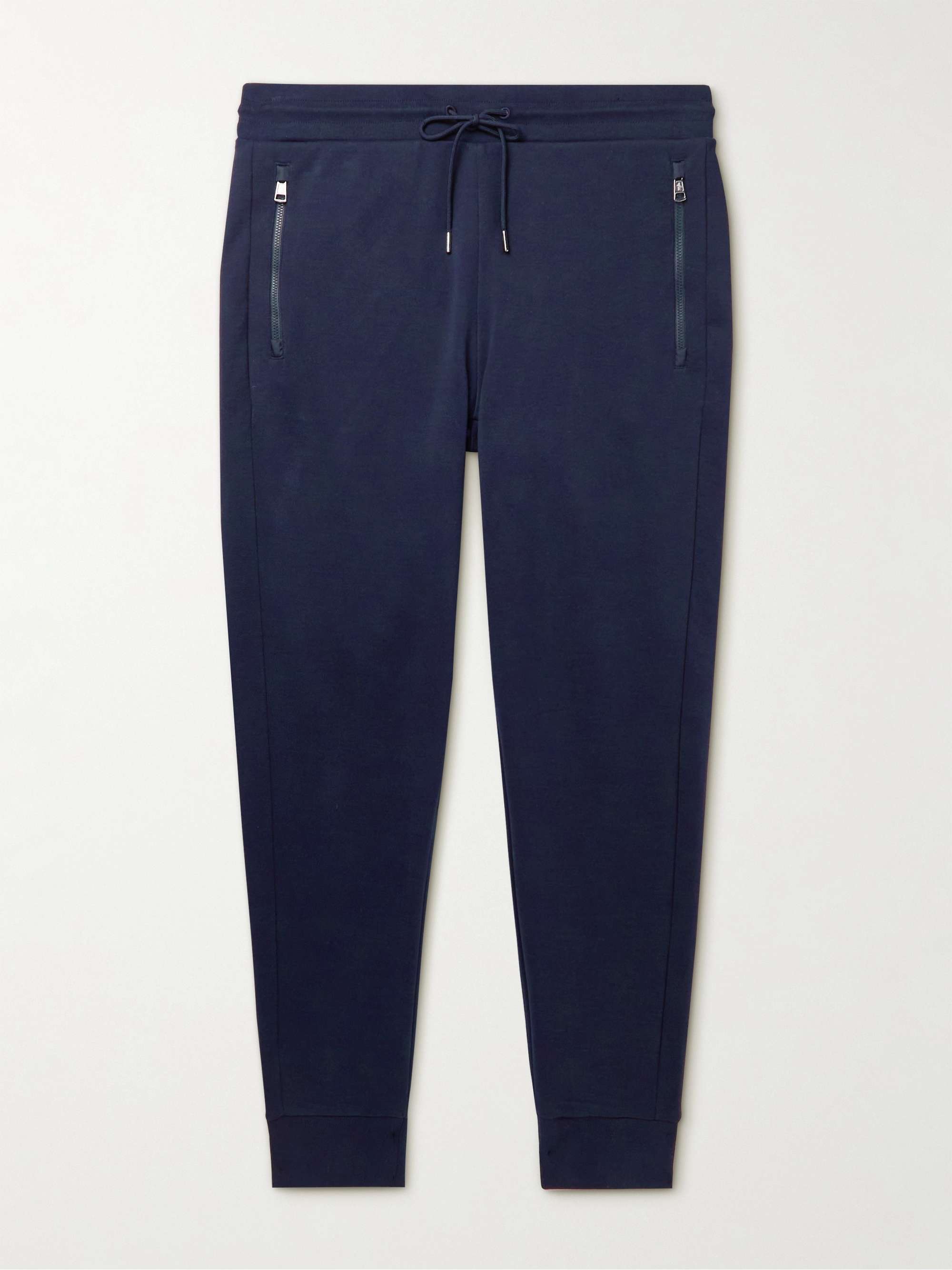 Tapered Logo-Appliquéd Shell-Trimmed Cotton-Jersey Sweatpants view