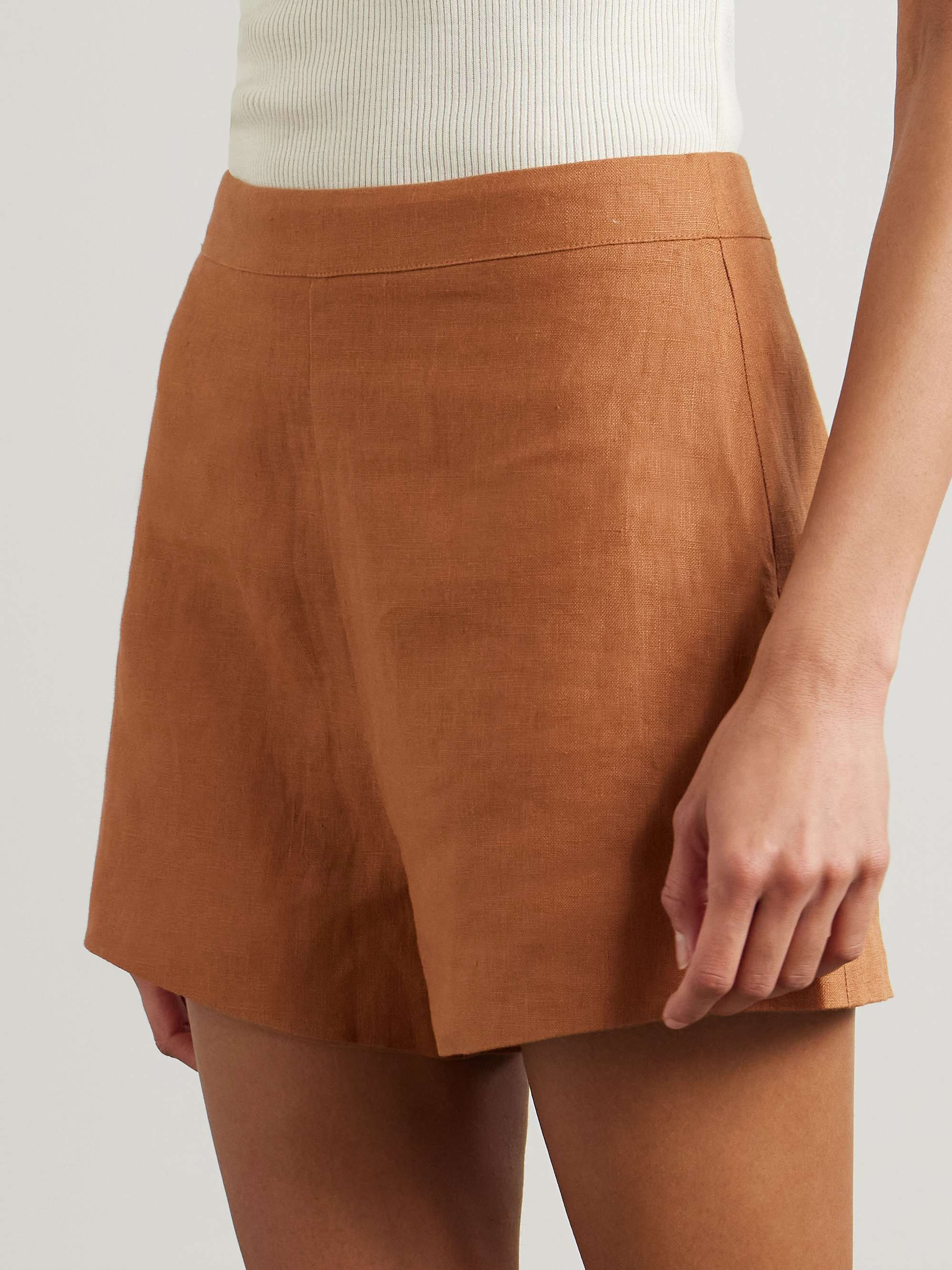 Perri pleated linen shorts view