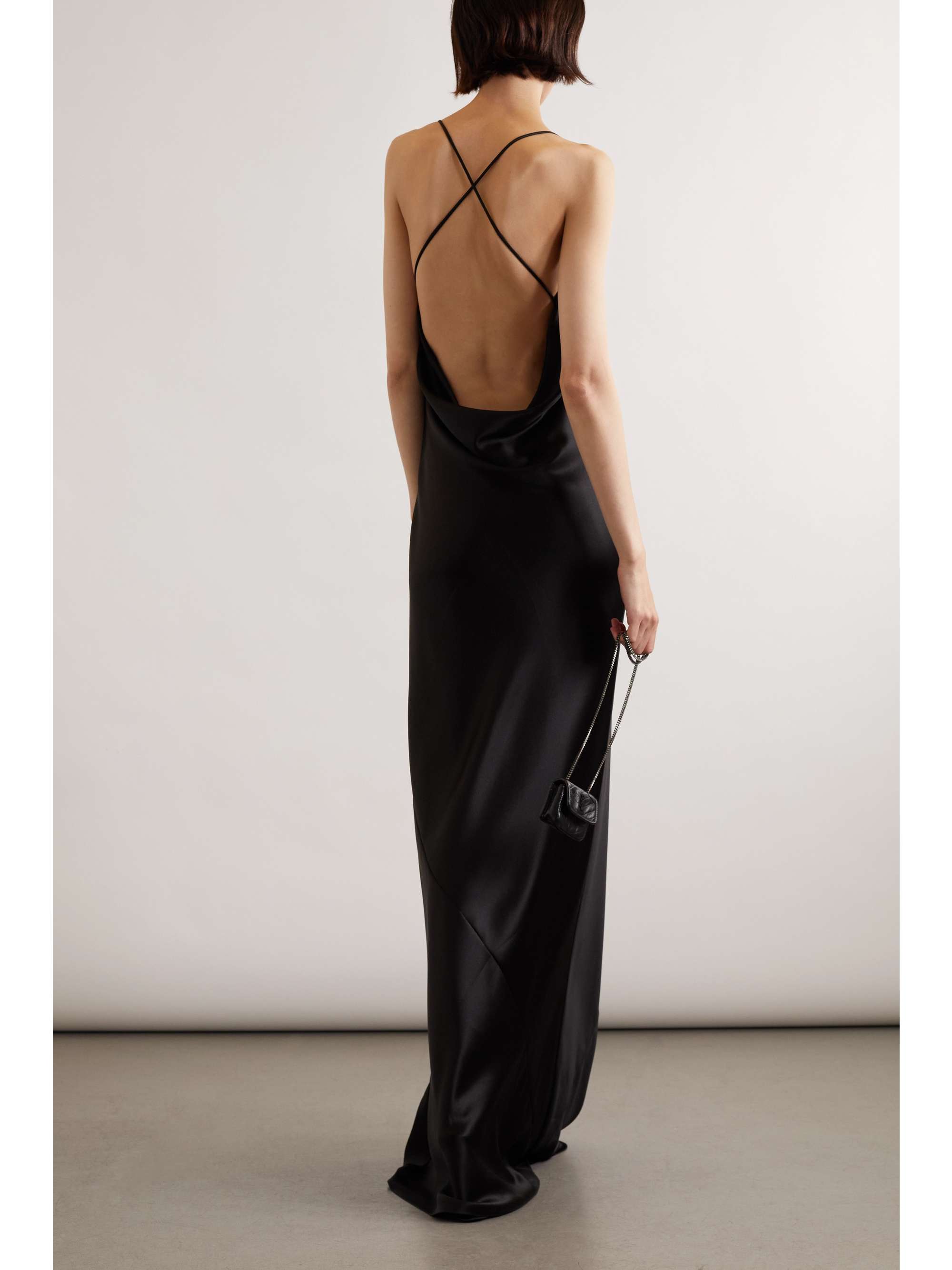 Open-back silk-satin gown view