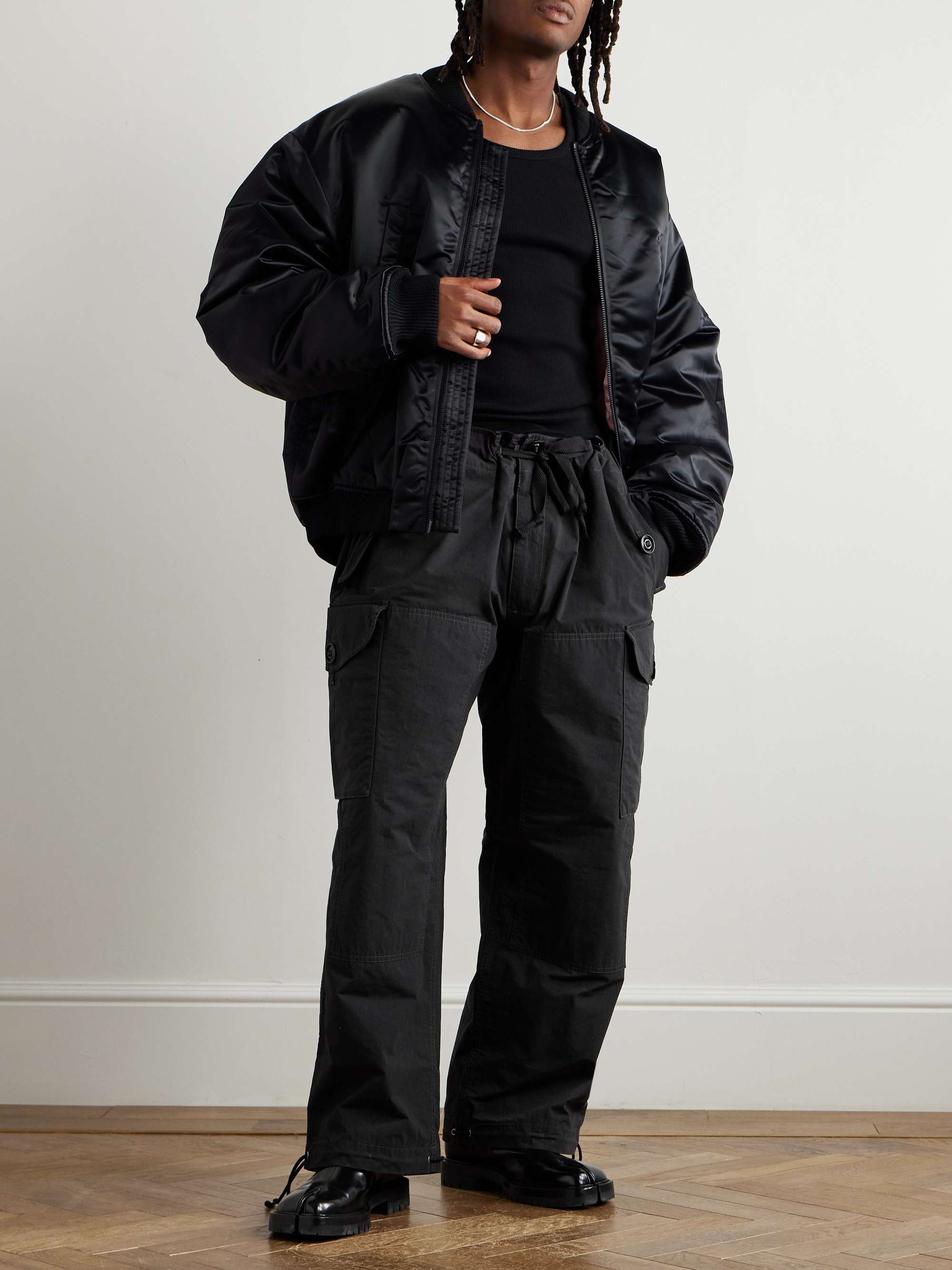 Bootcut Cotton-Blend Drawstring Cargo Trousers view