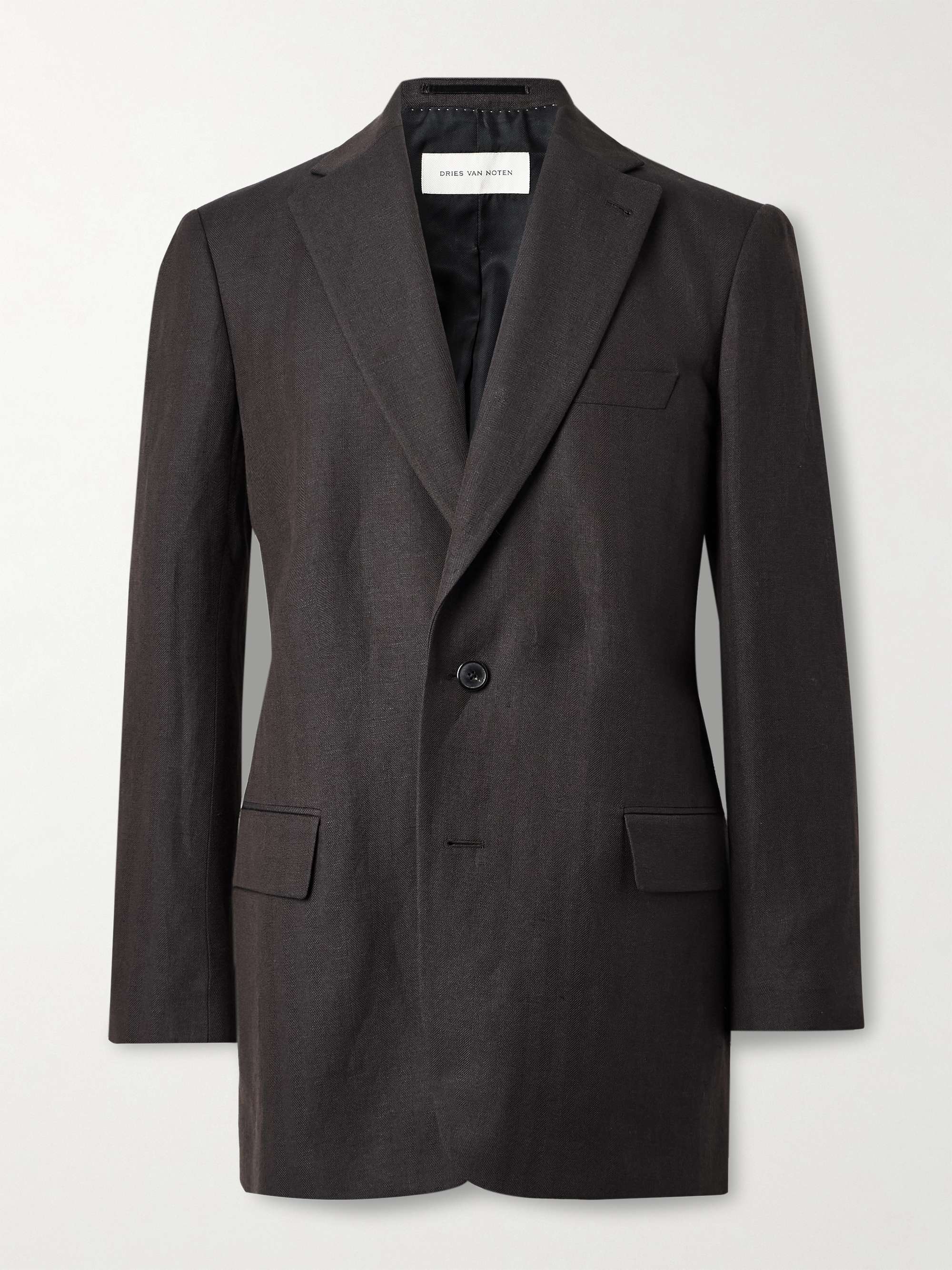Slim-Fit Herringbone Linen and Wool-Blend Blazer view
