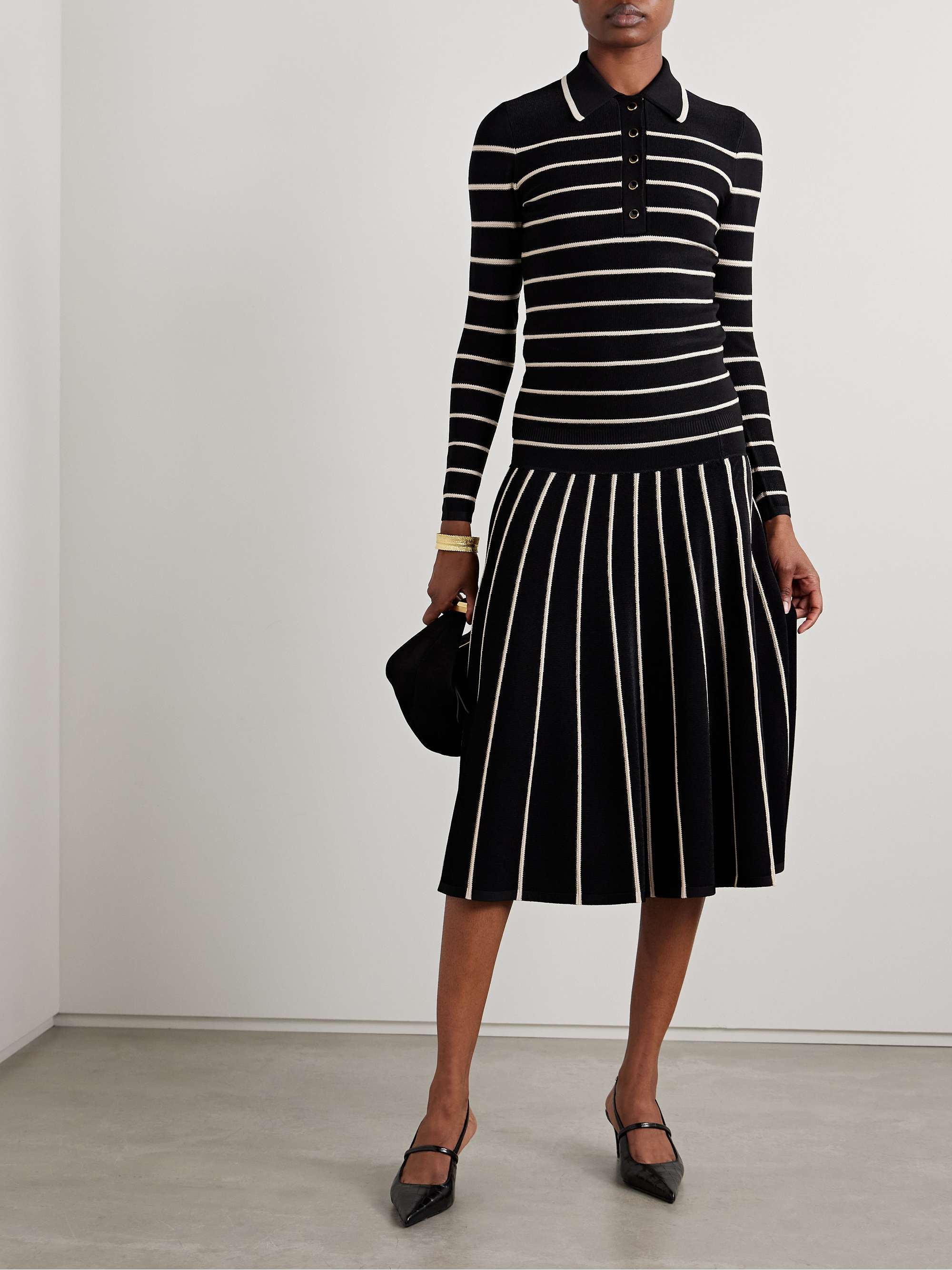 Crush striped stretch-knit midi skirt view