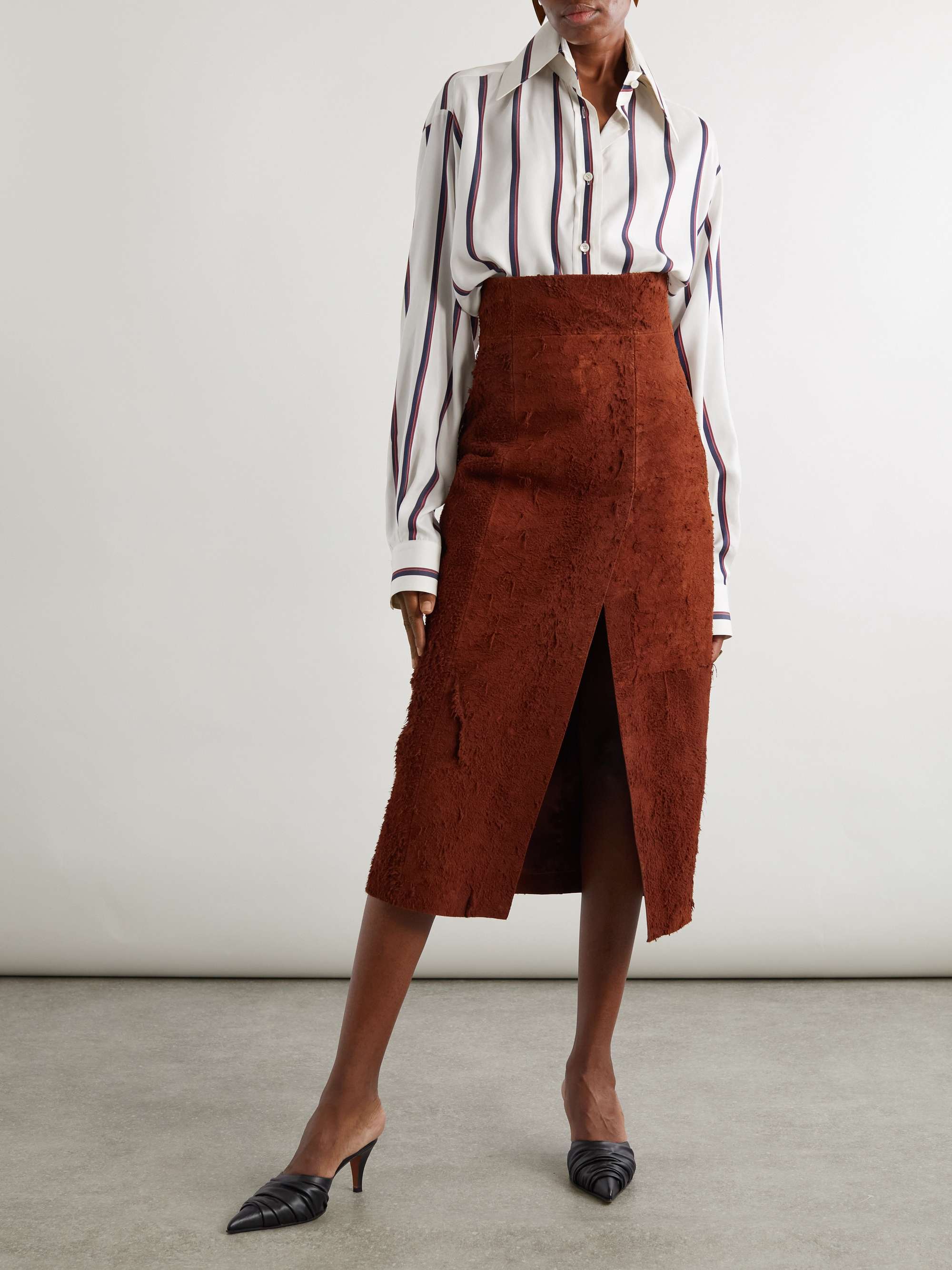 Oversized striped silk-twill shirt view