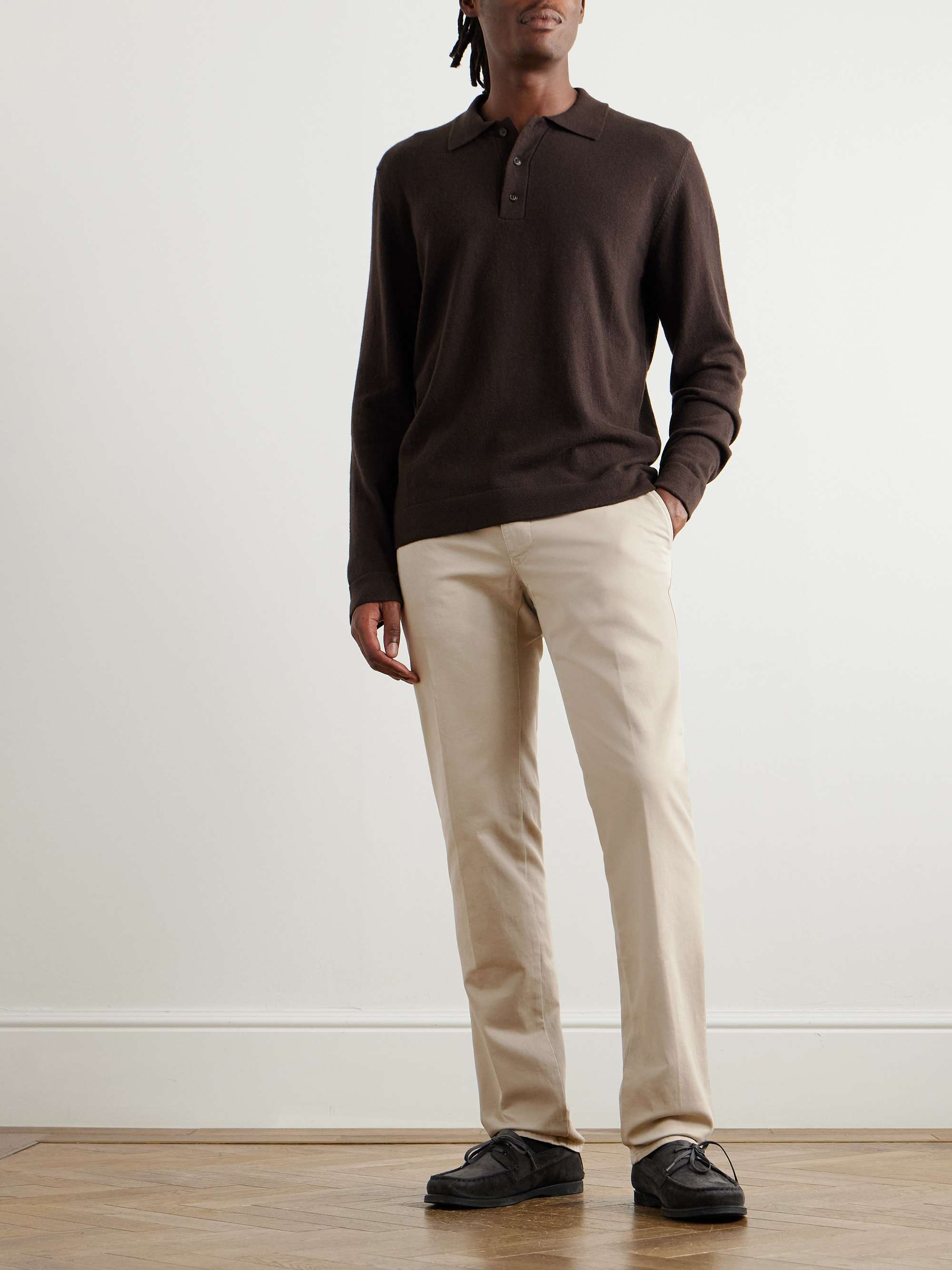 Slim-Fit Stretch-Cotton Sateen Trousers view