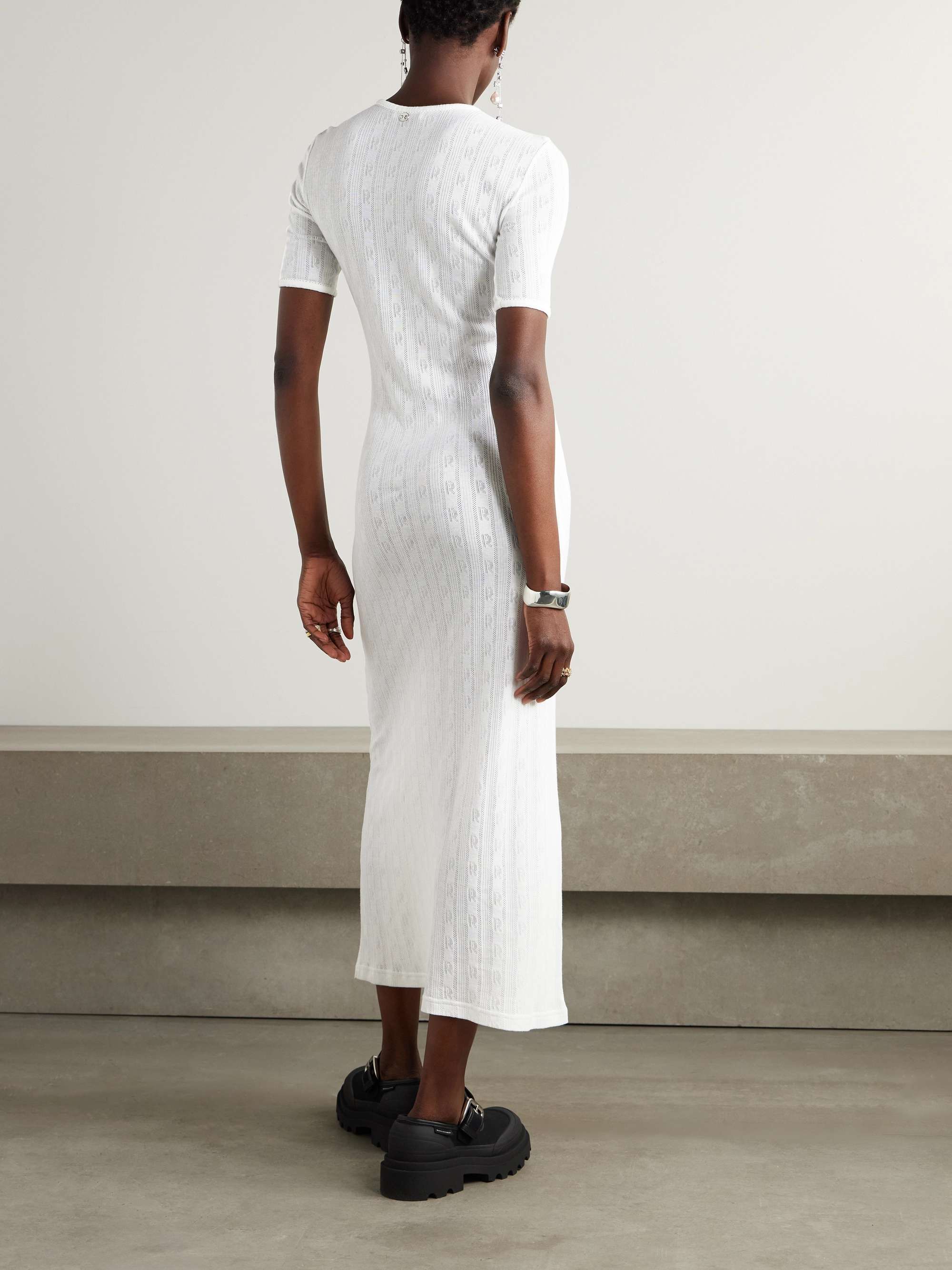 Embellished pointelle-knit cotton maxi dress view