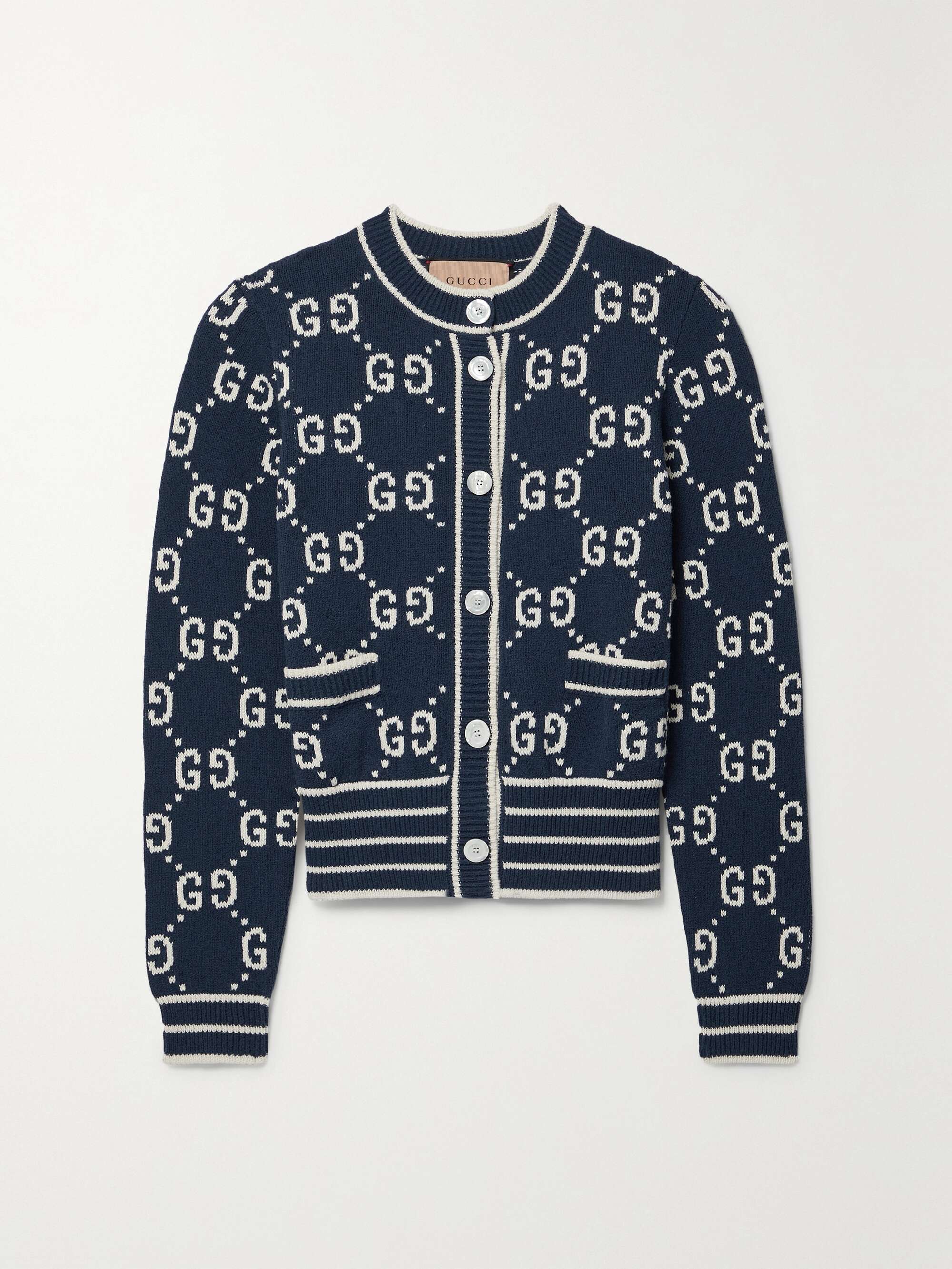 Cotton-blend jacquard cardigan view