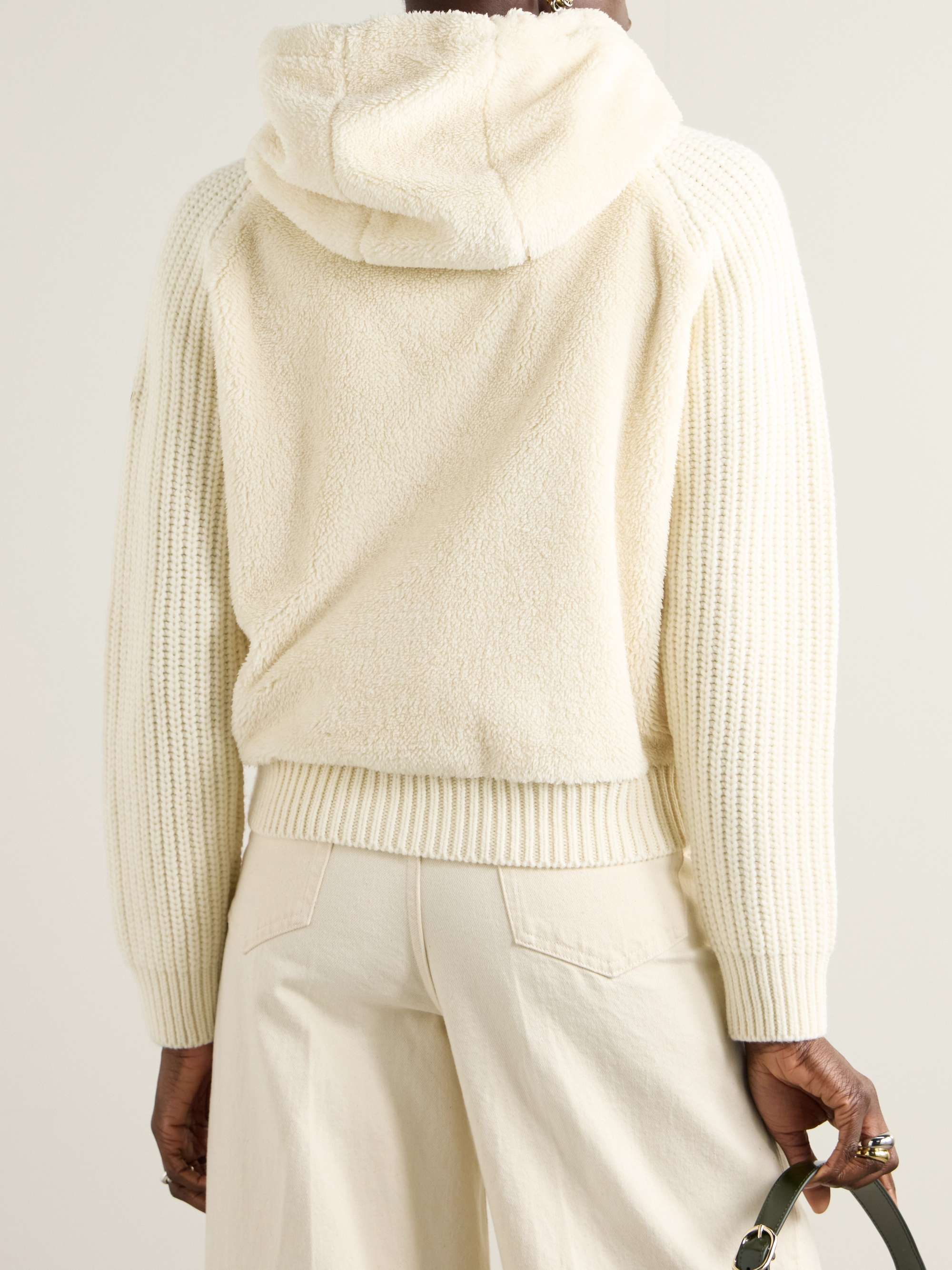 Hooded fleece and ribbed wool jacket view