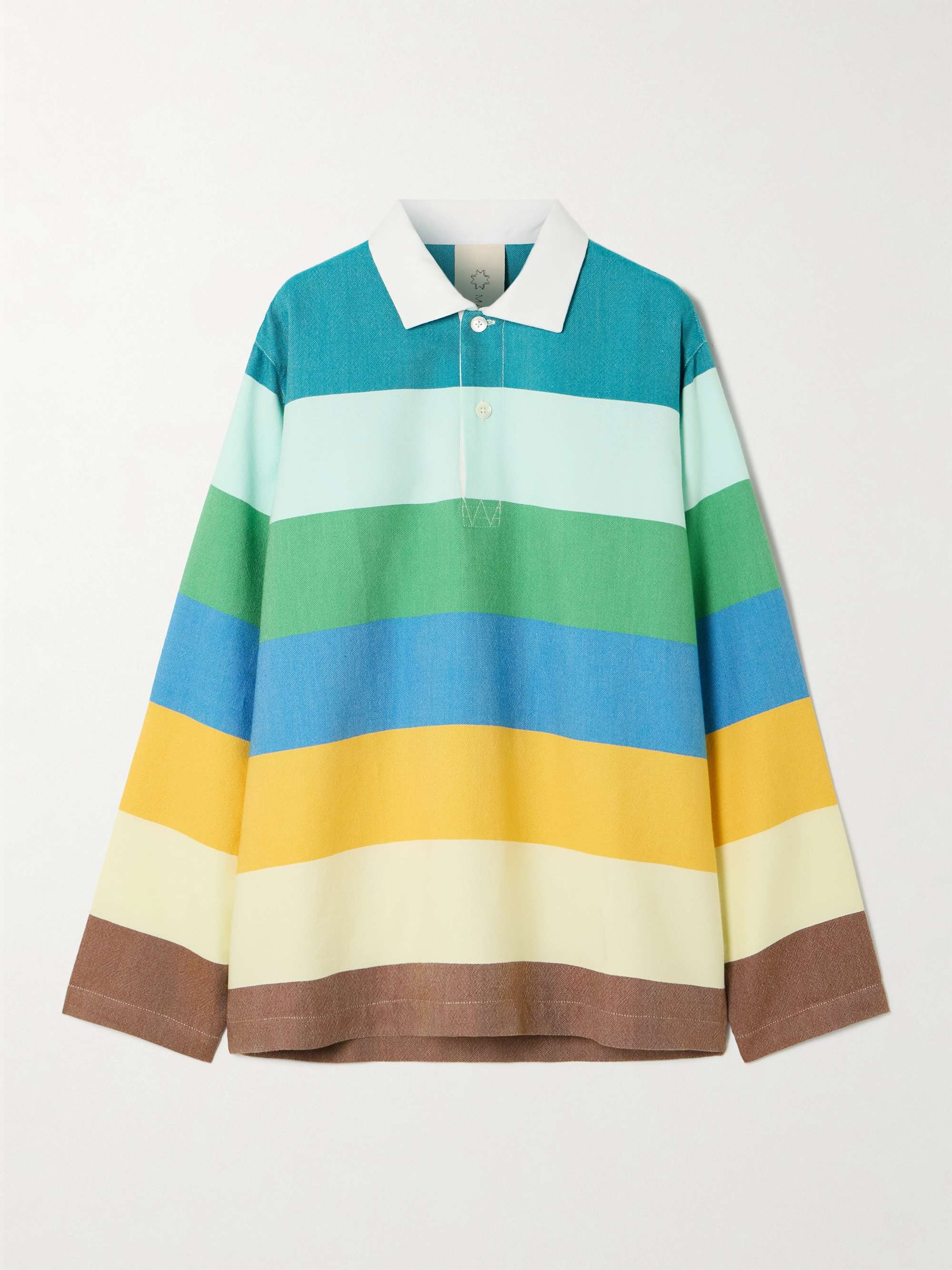 Oversized striped cotton polo shirt view