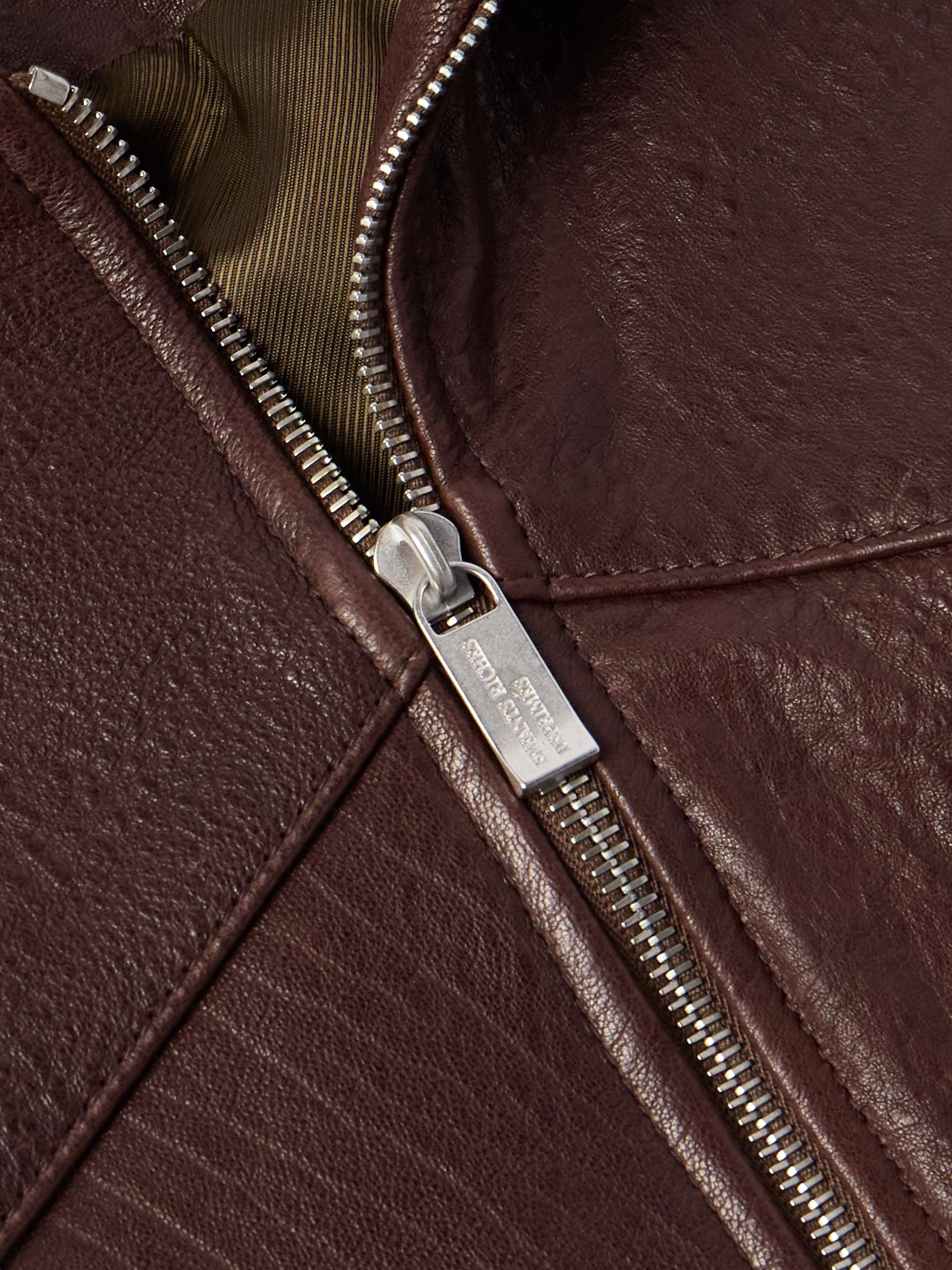Distressed Textured and Pebble-Grain Leather Jacket view