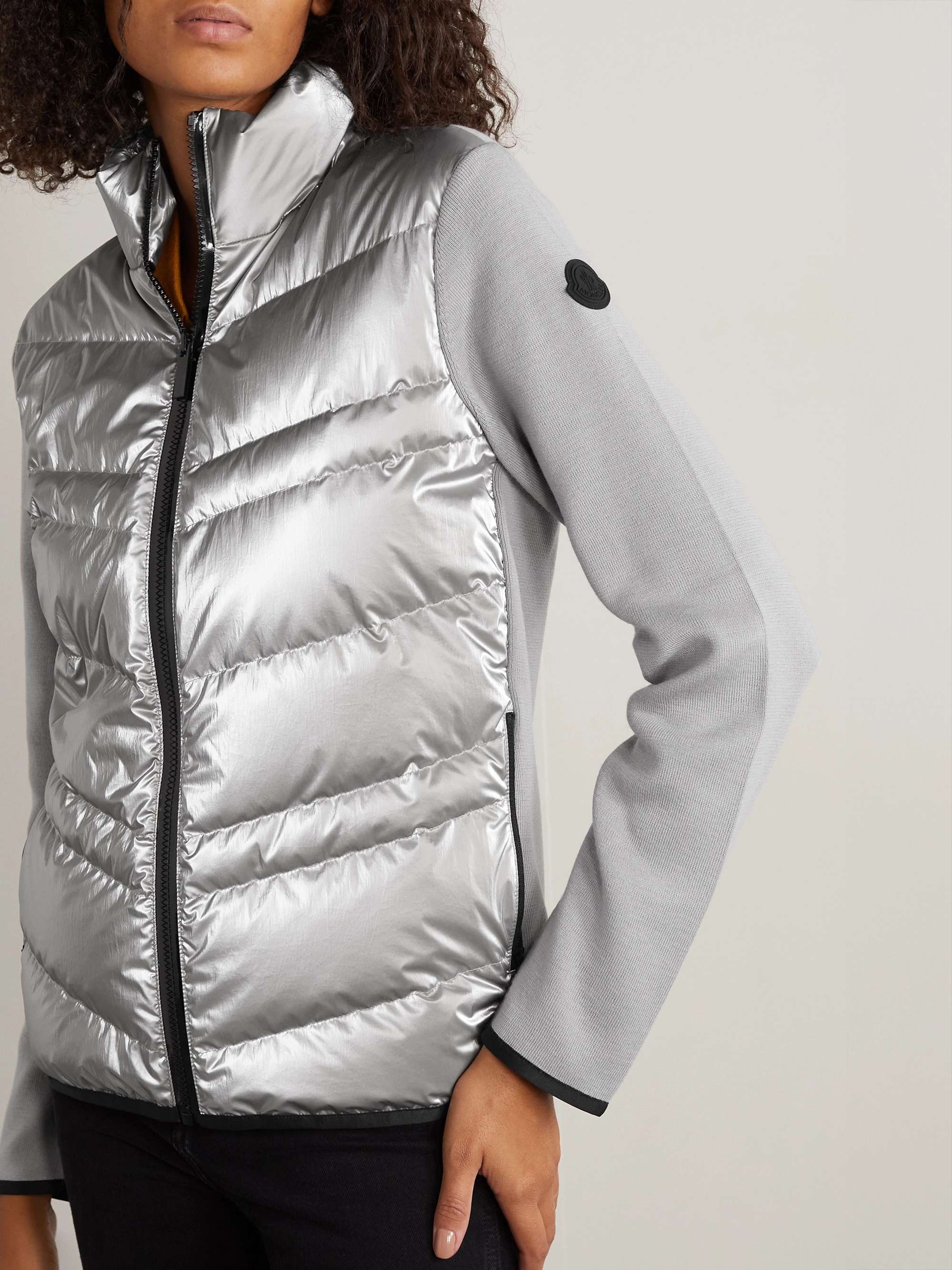 Paneled wool-blend and quilted shell down jacket view
