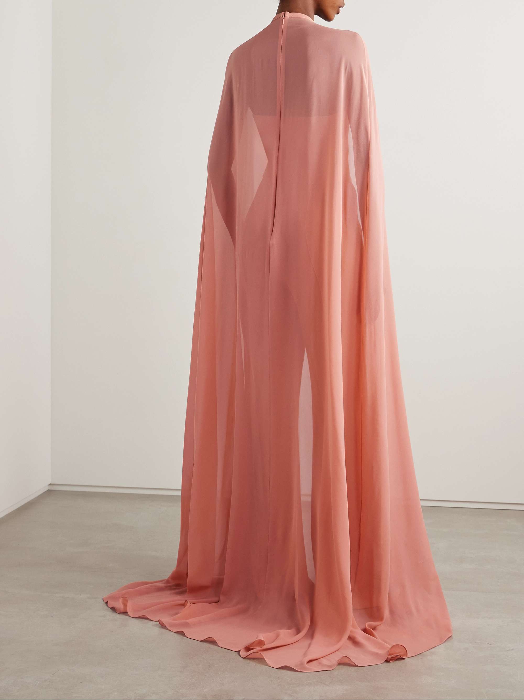 Cape-effect appliquéd chiffon-trimmed cady jumpsuit view