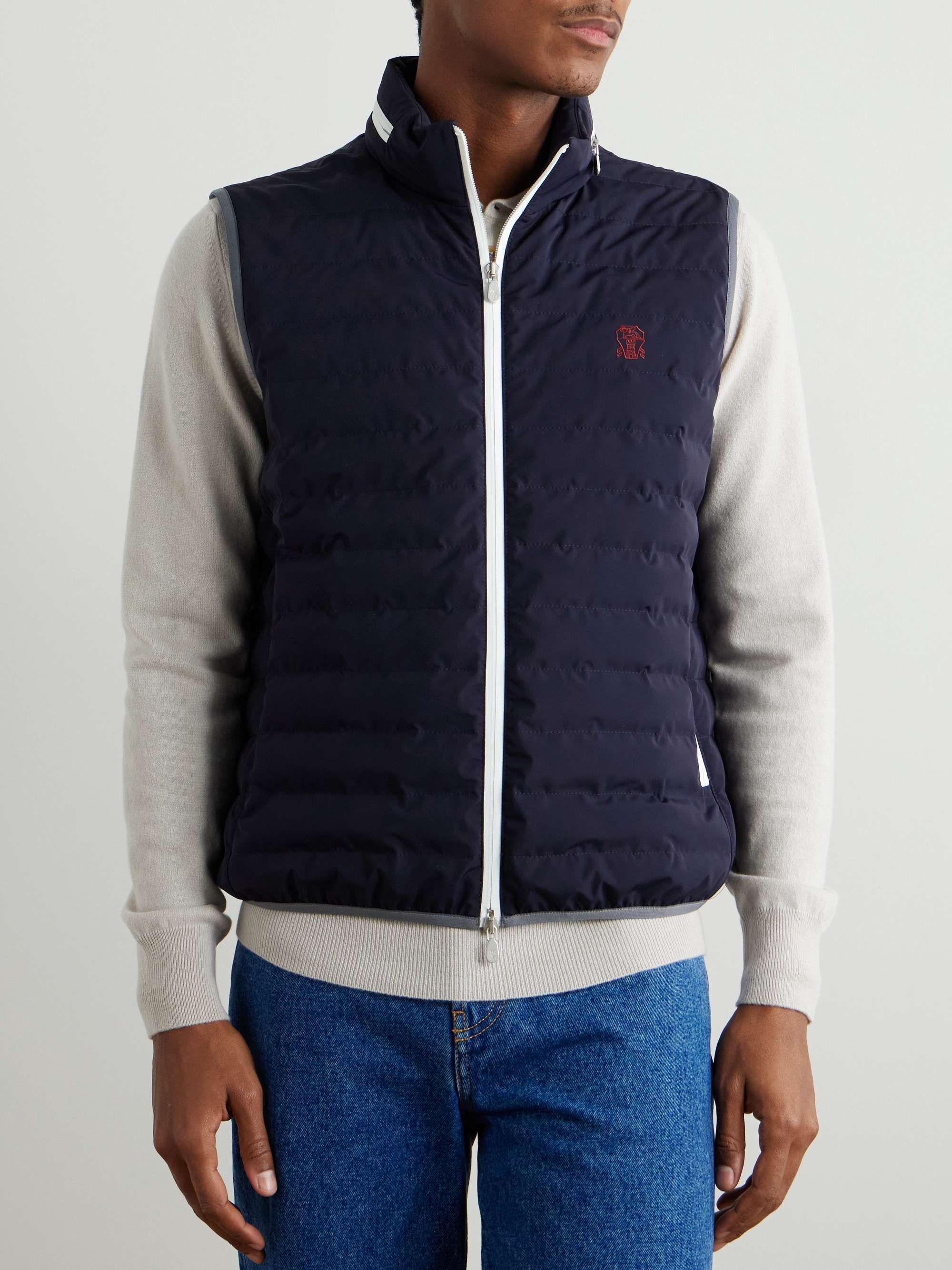 Logo-Embroidered Quilted Shell Down Gilet view
