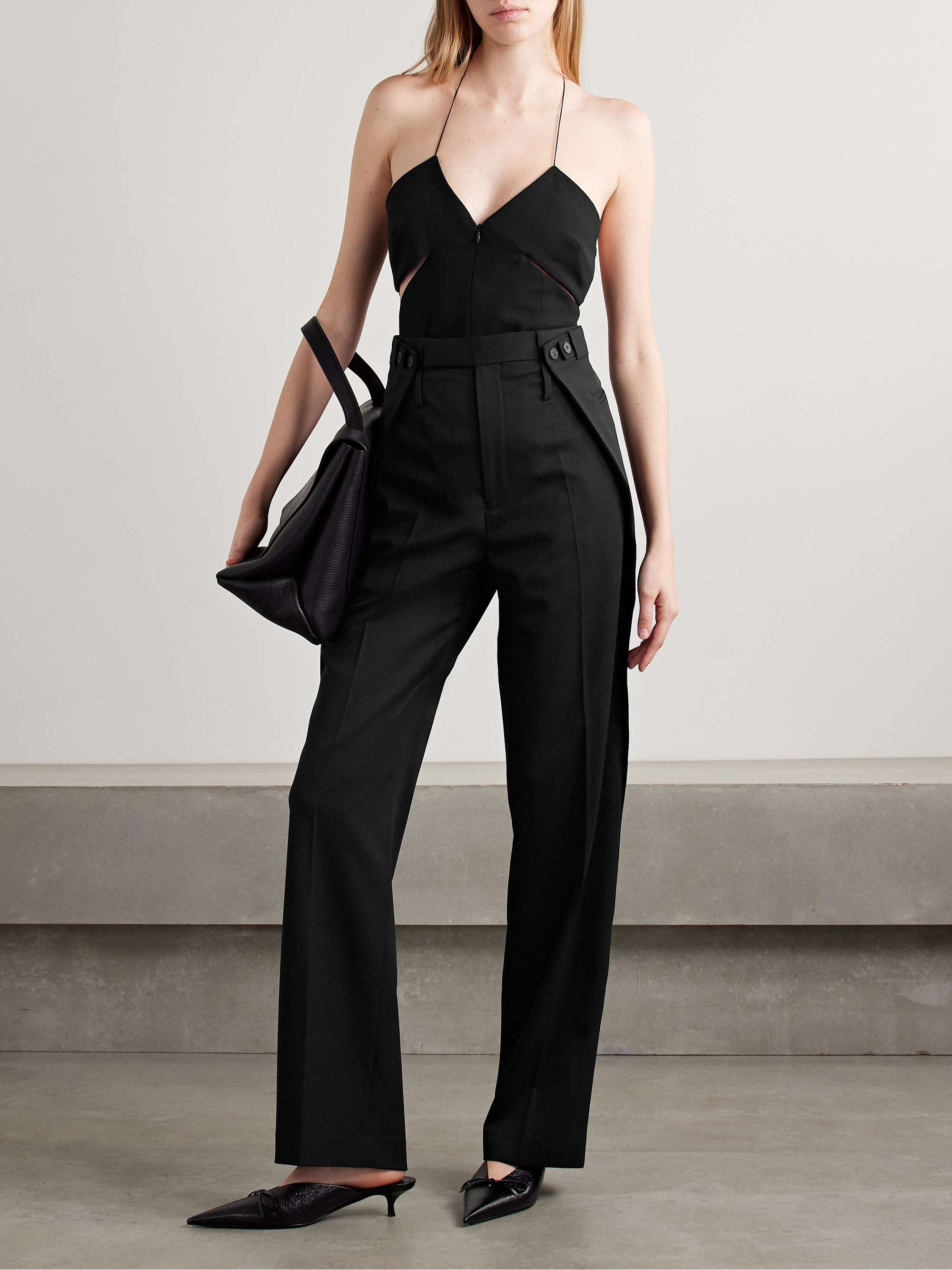 Capote cutout wool-blend and satin halterneck top view